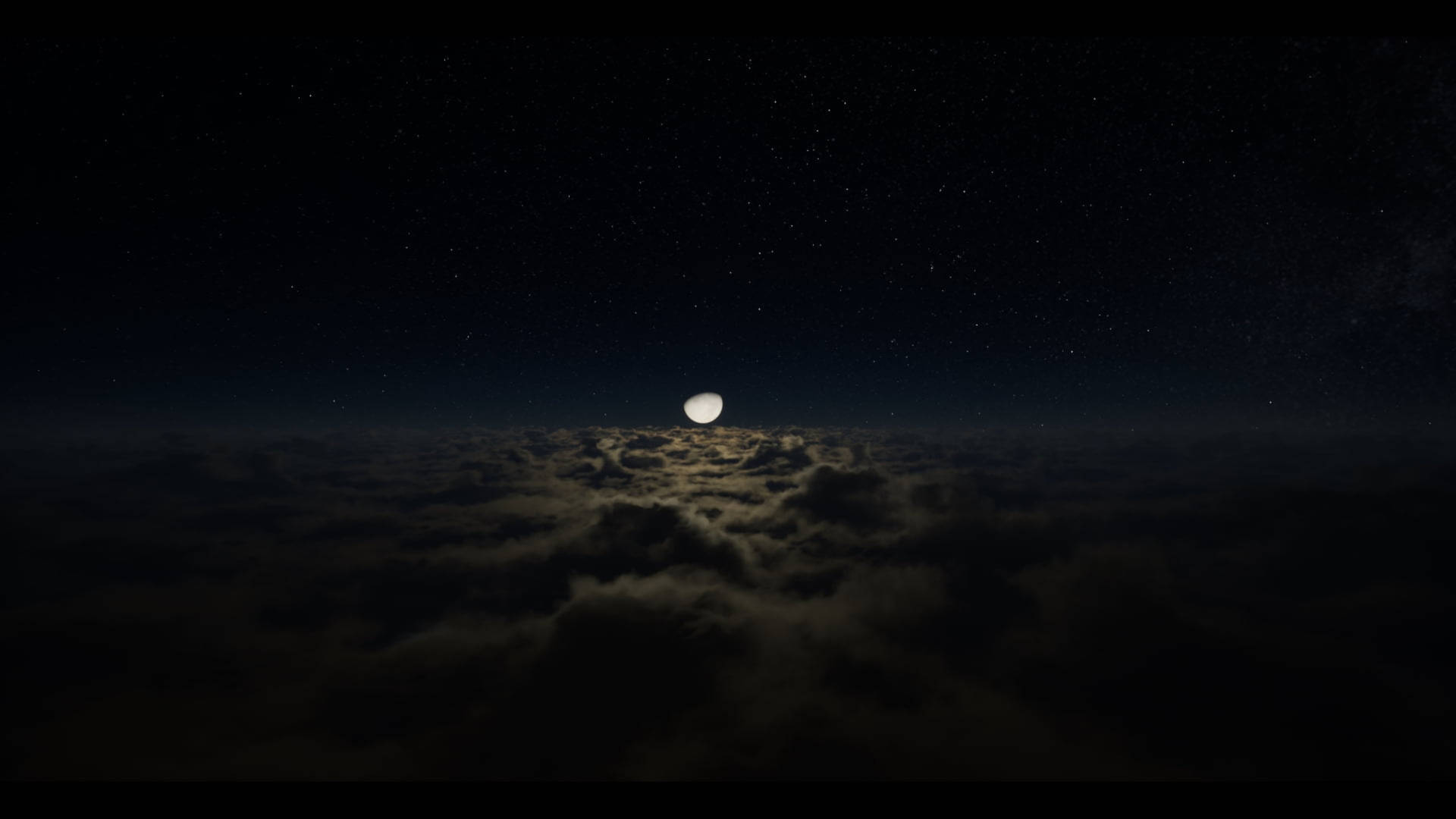 4k Laptop Moon Above Clouds Background
