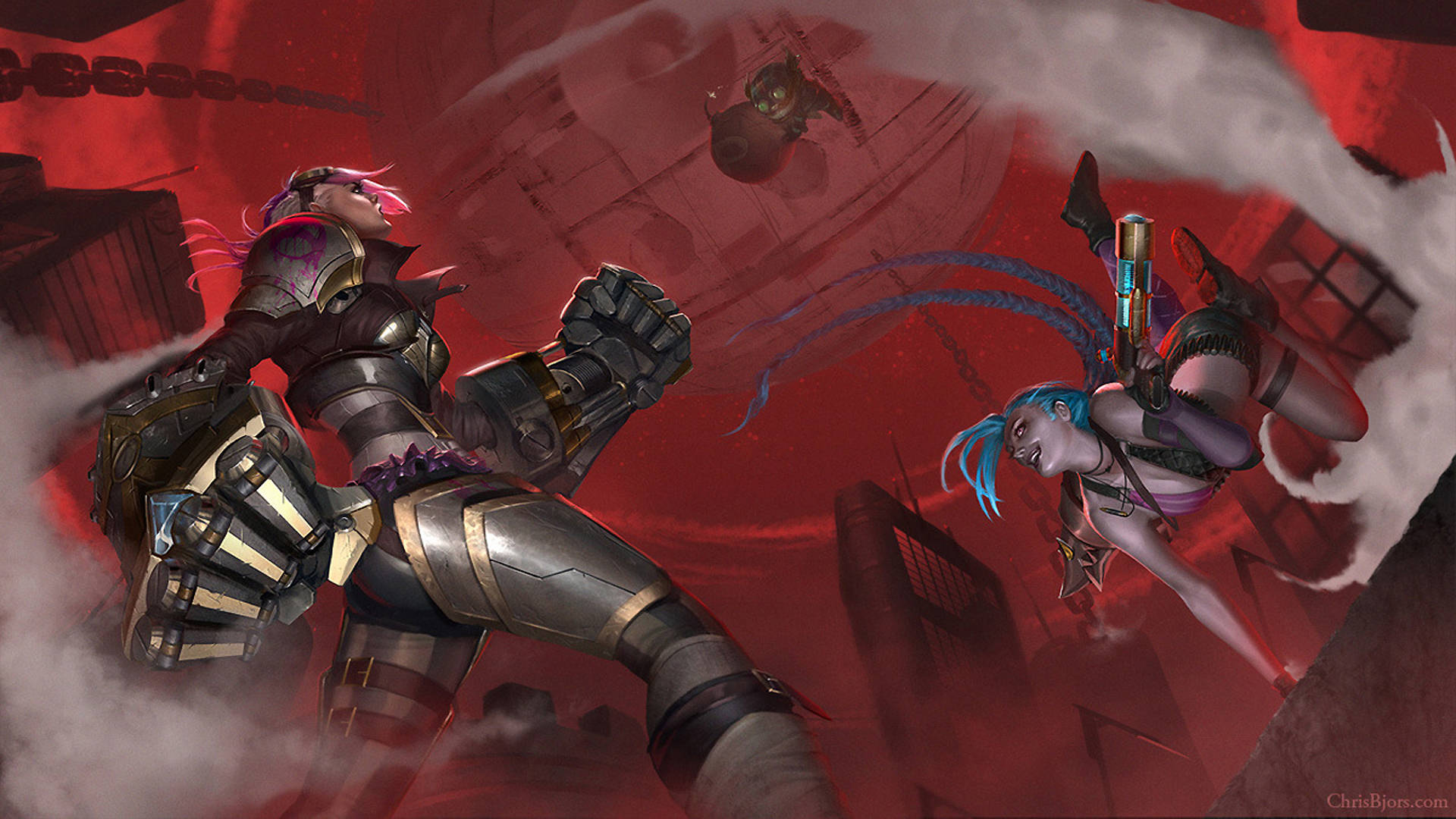 4k League Of Legend Vi And Jinx Background