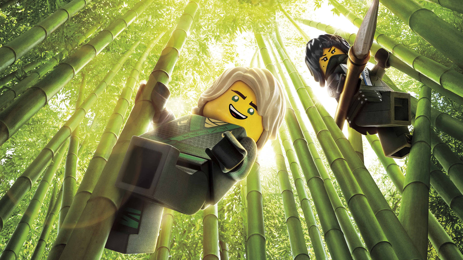 4k Lego Climbing Bamboo Trees Background