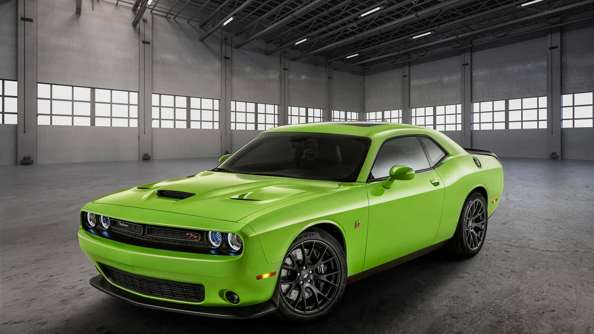 4k Lime Green Dodge Hellcat Background