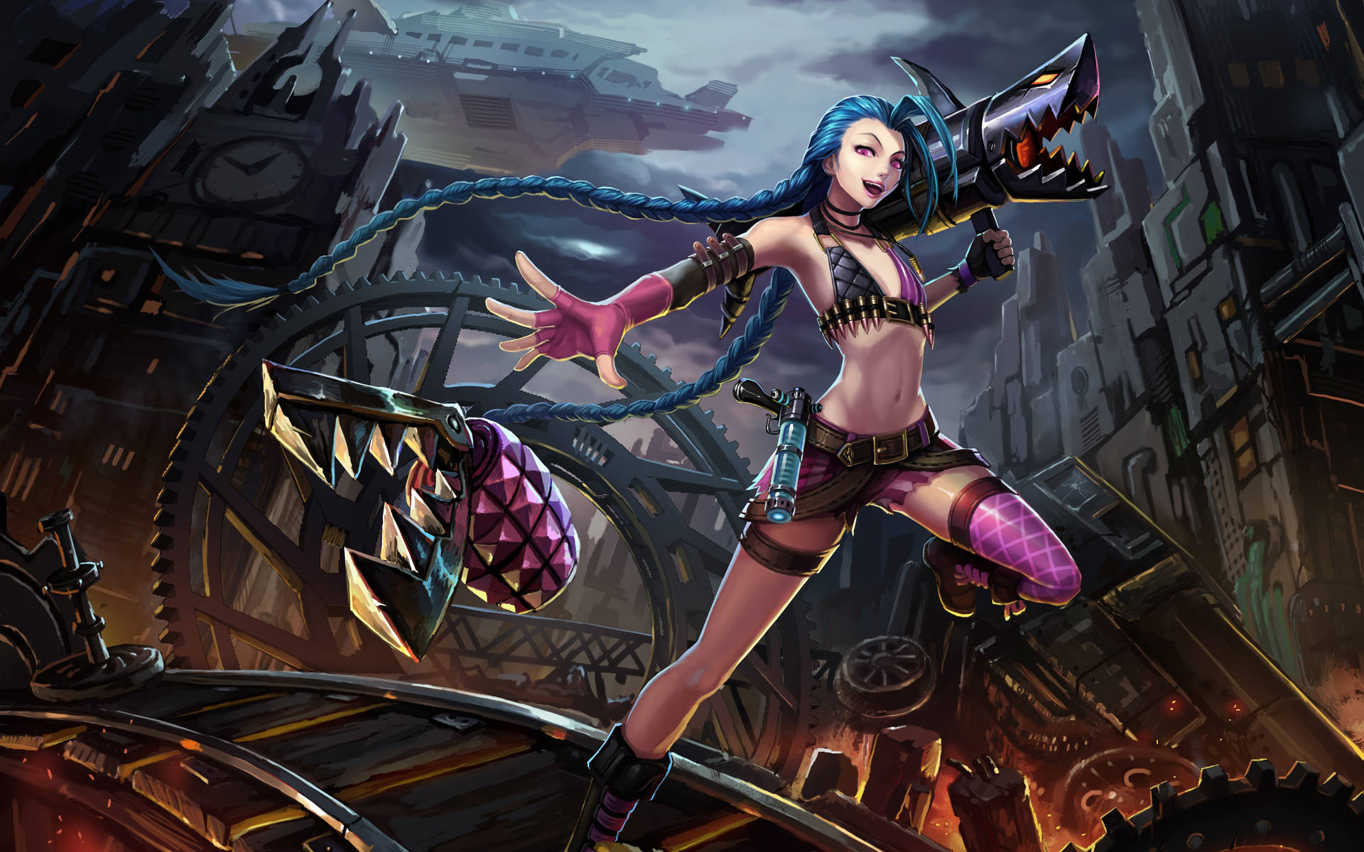 4k Lol Jinx With Grenade Background