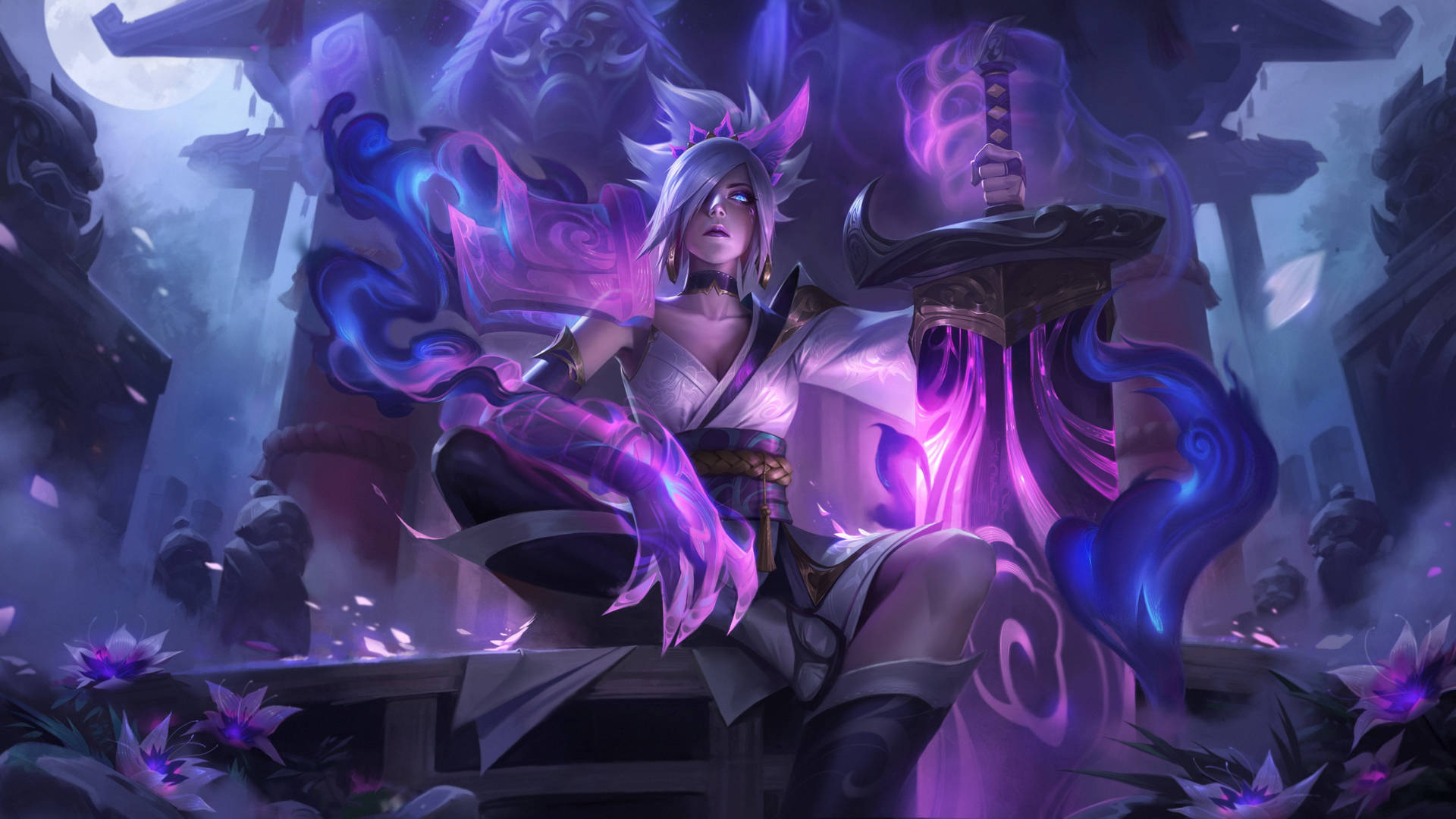 4k Lol Spirit Blossom Riven Purple Background