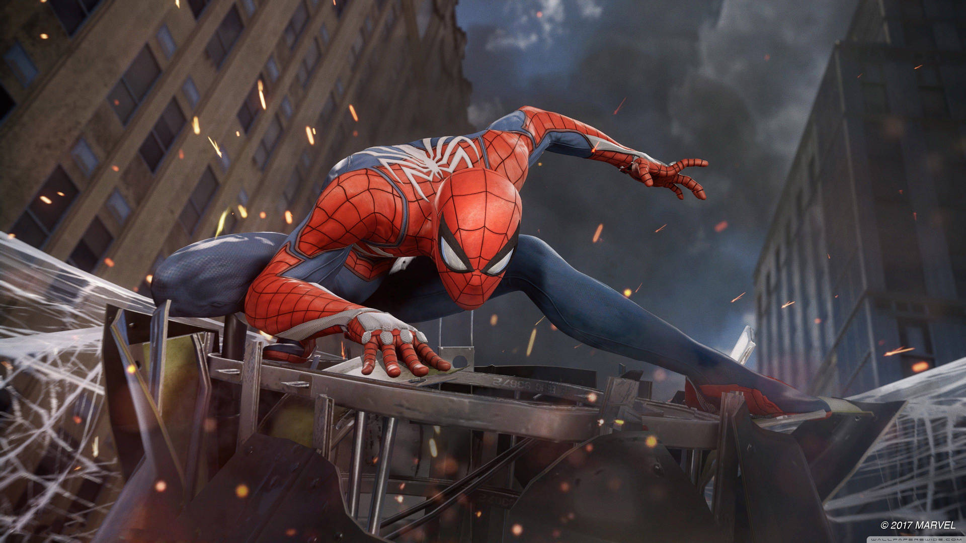 4k Marvel Spiderman In Battlefield Background