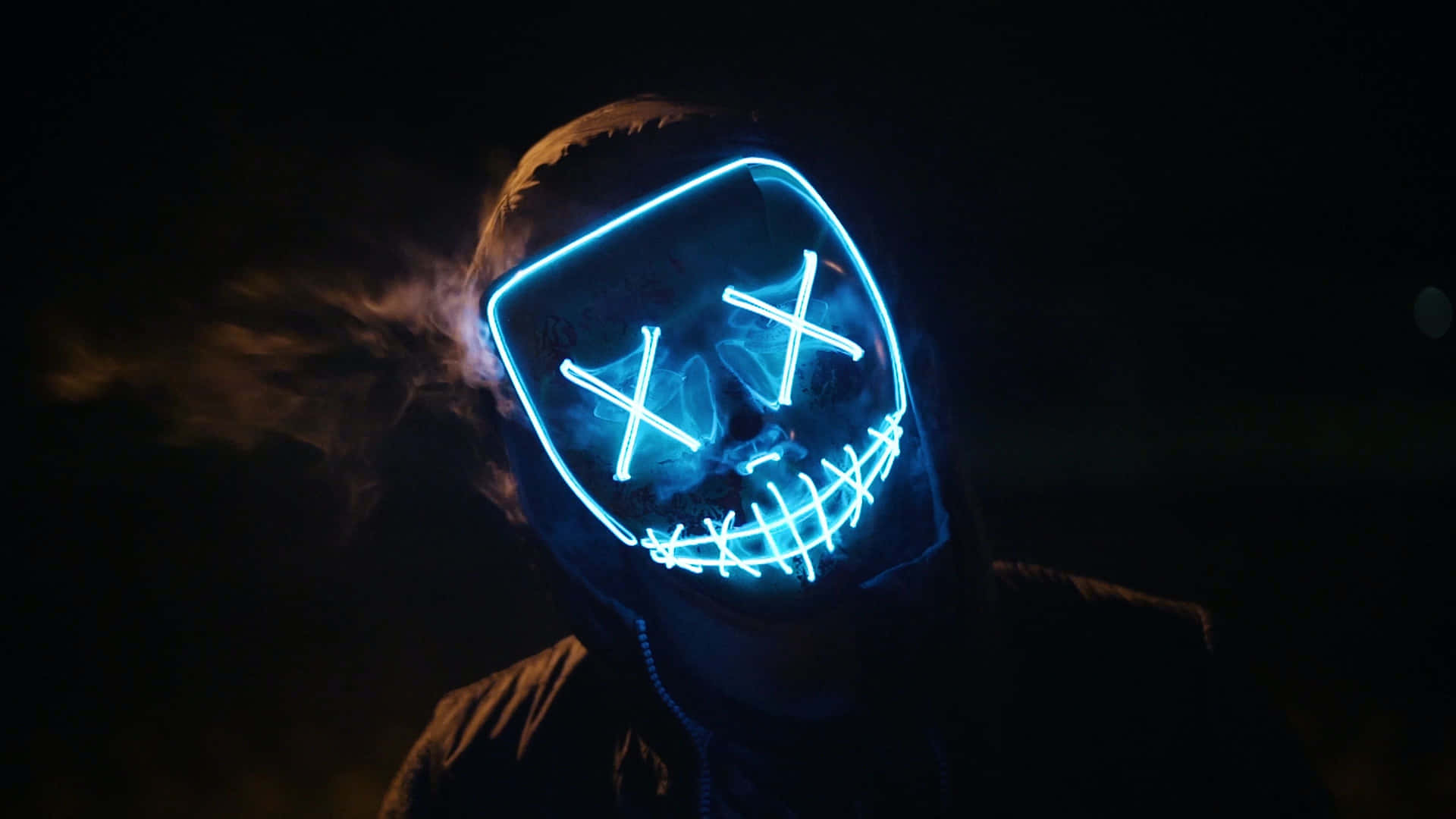 4k Mask Purge Man Neon Blue