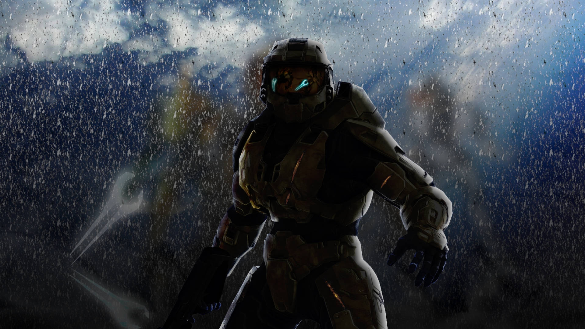 4k Master Chief Glowing Eyes Background