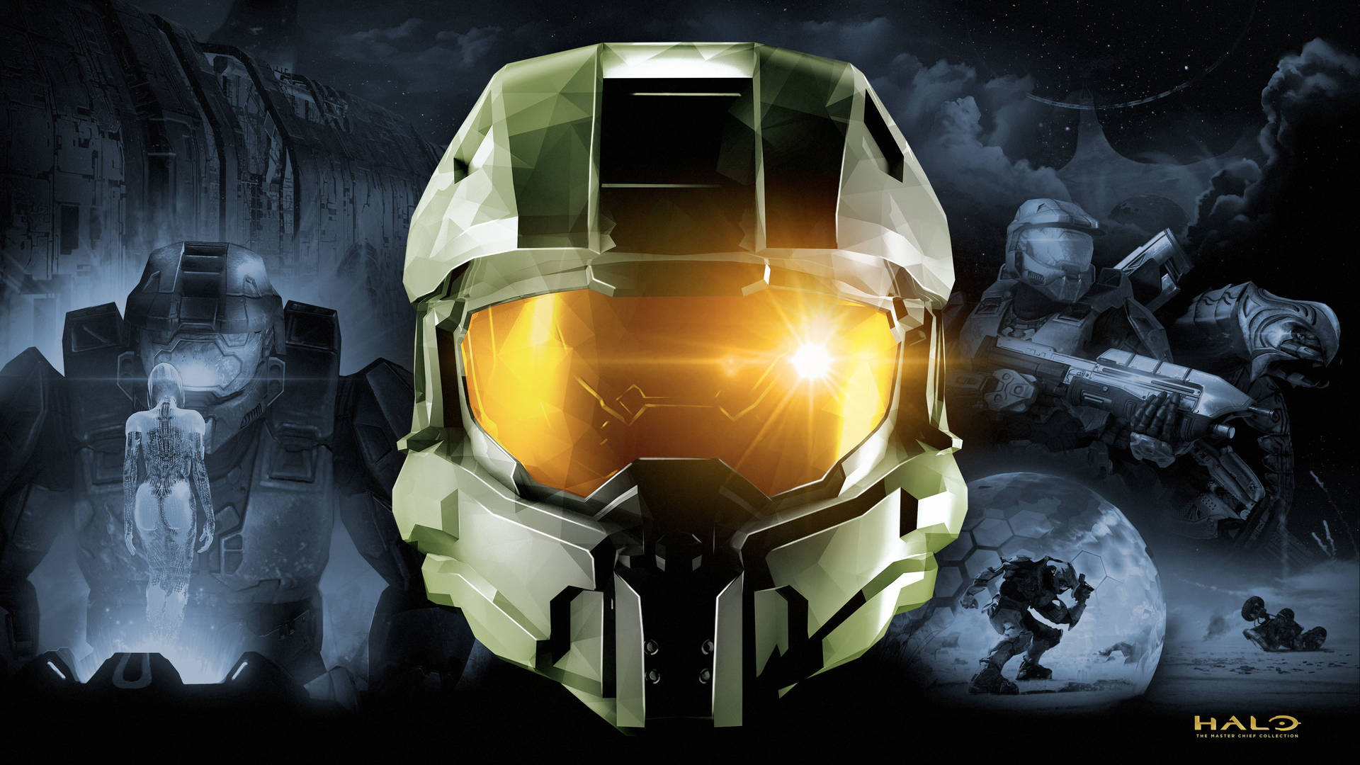 4k Master Chief Glowing Helmet Background