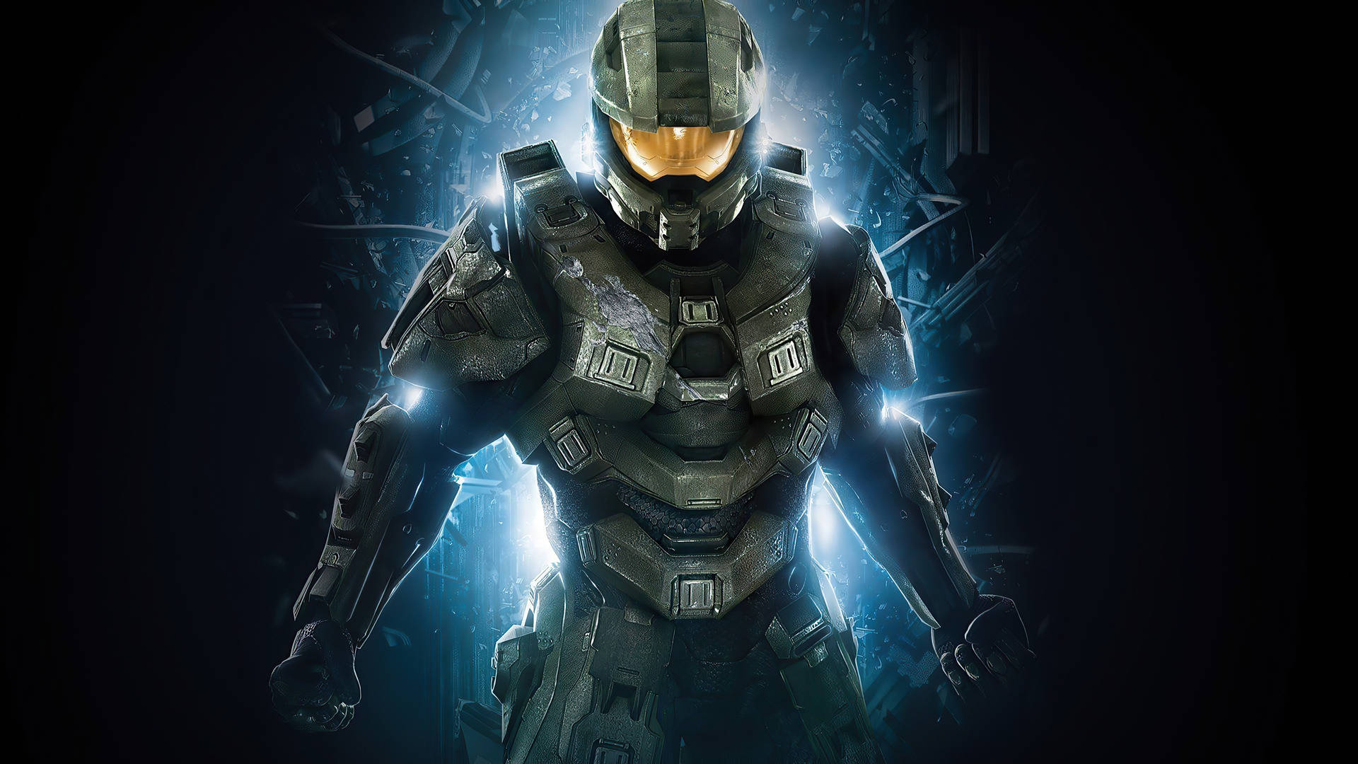 4k Master Chief Glowing In The Dark Background