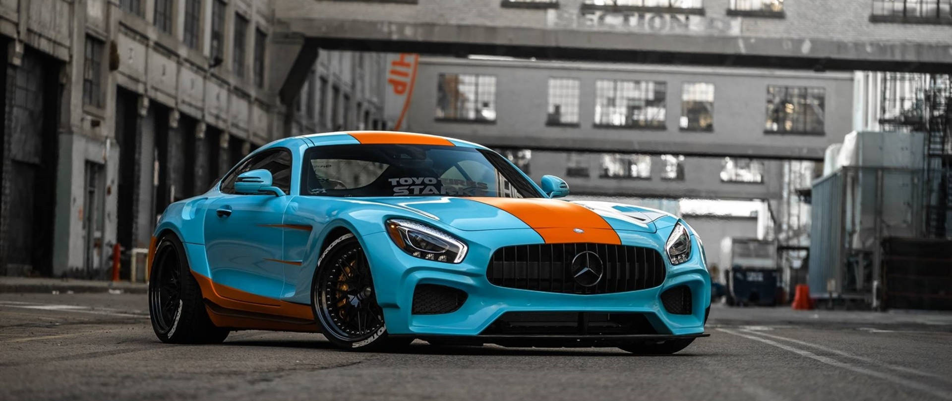 4k Mercedes-benz Blue Orange Background