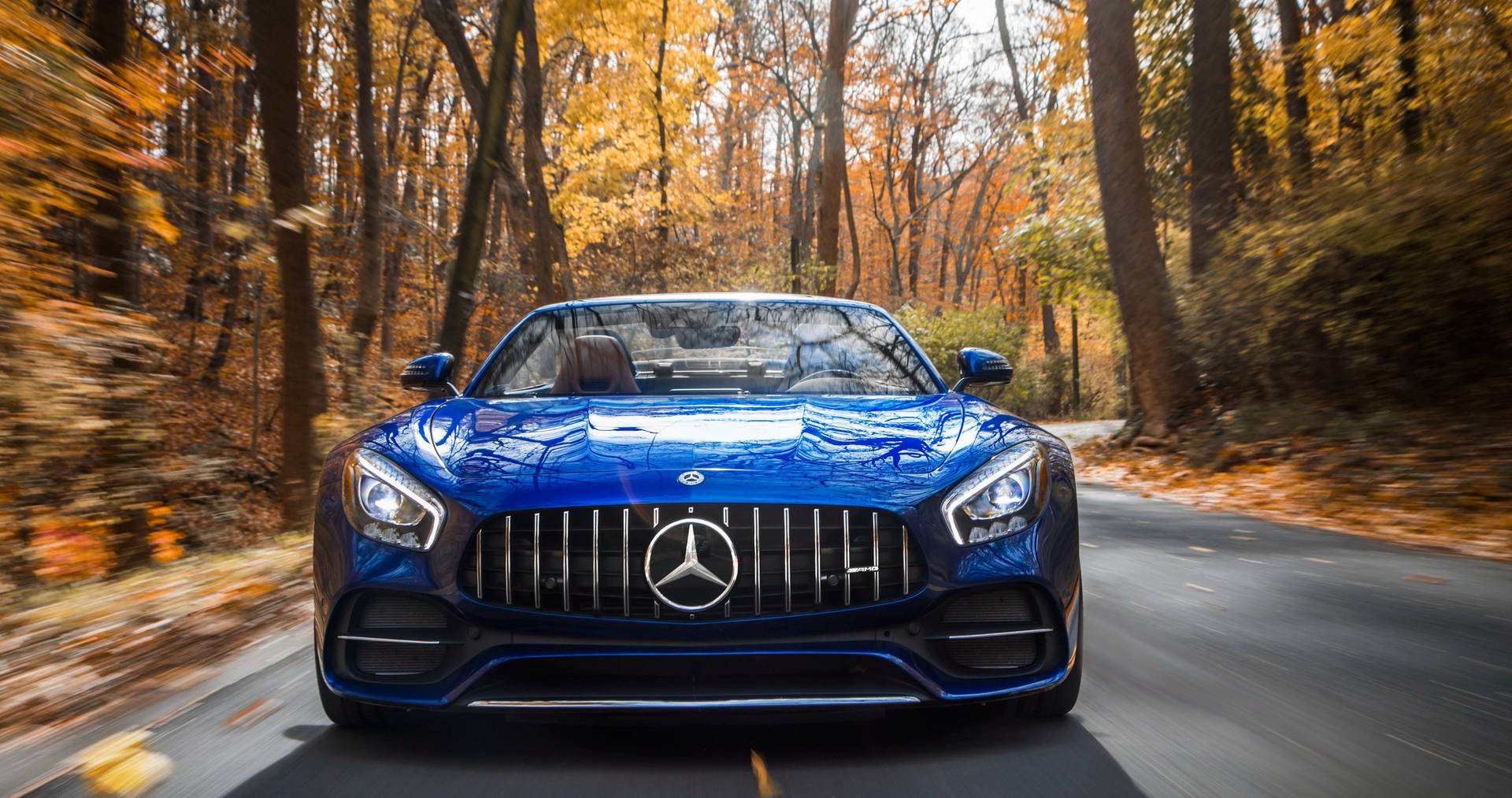 4k Mercedes-benz Car In Autumn Woods Background