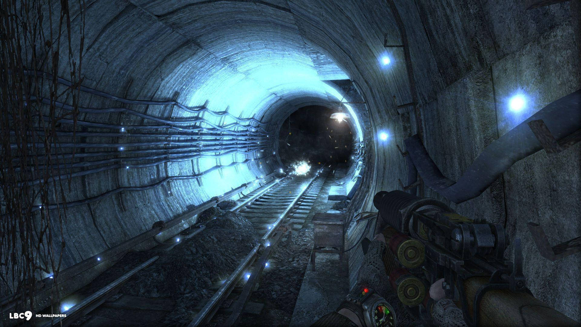 4k Metro 2033 Gun Pointed At Tracks