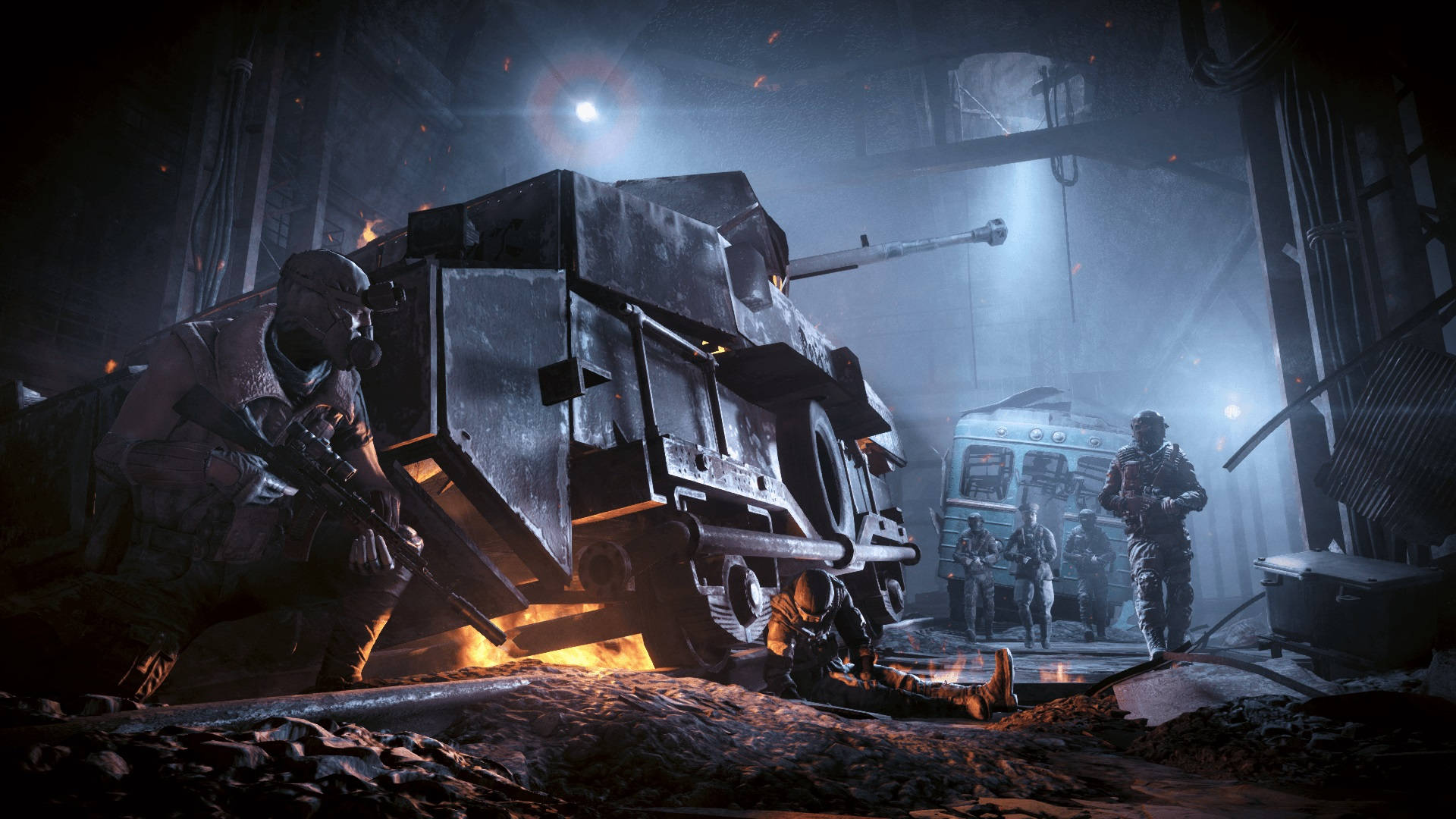 4k Metro 2033 Soldier Hiding Behind Vehicle Background