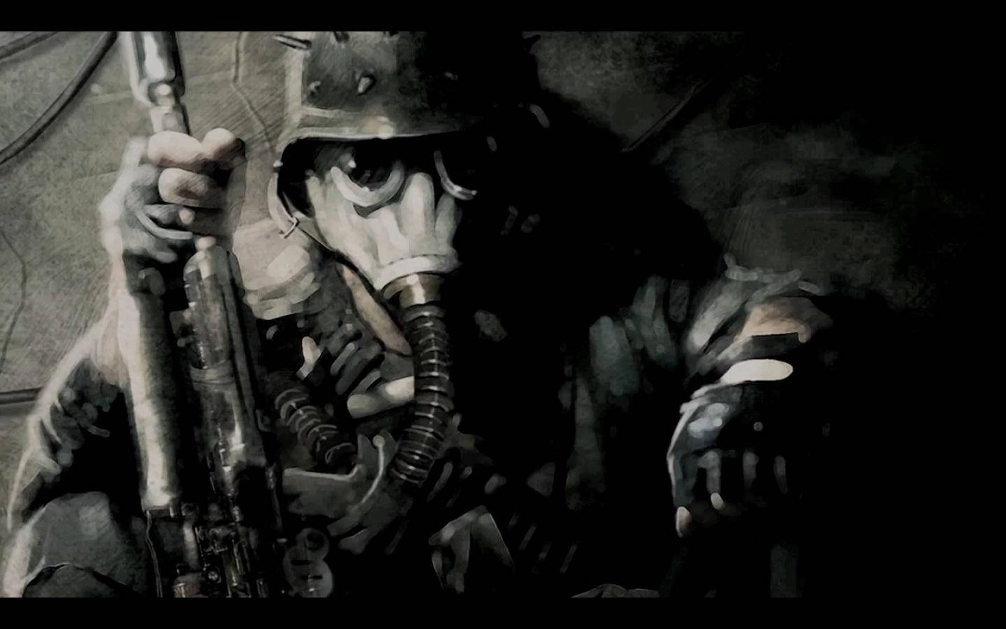 4k Metro 2033 Soldier With Gas Mask Background