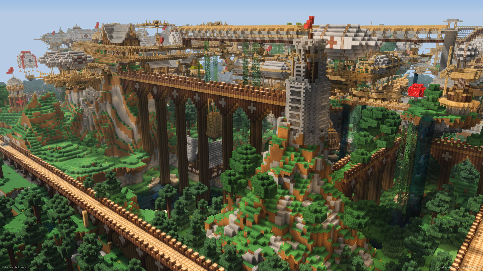 4k Minecraft Brick City Background