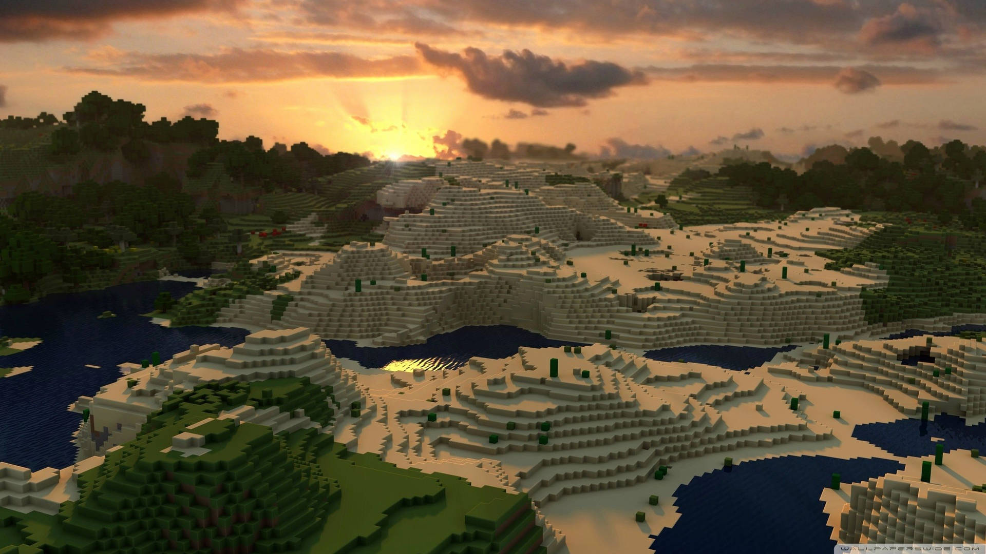 4k Minecraft Brick Mountains Background