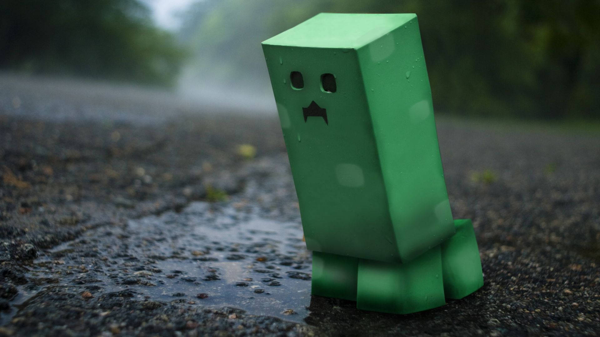 4k Minecraft Creeper Sad Face Background