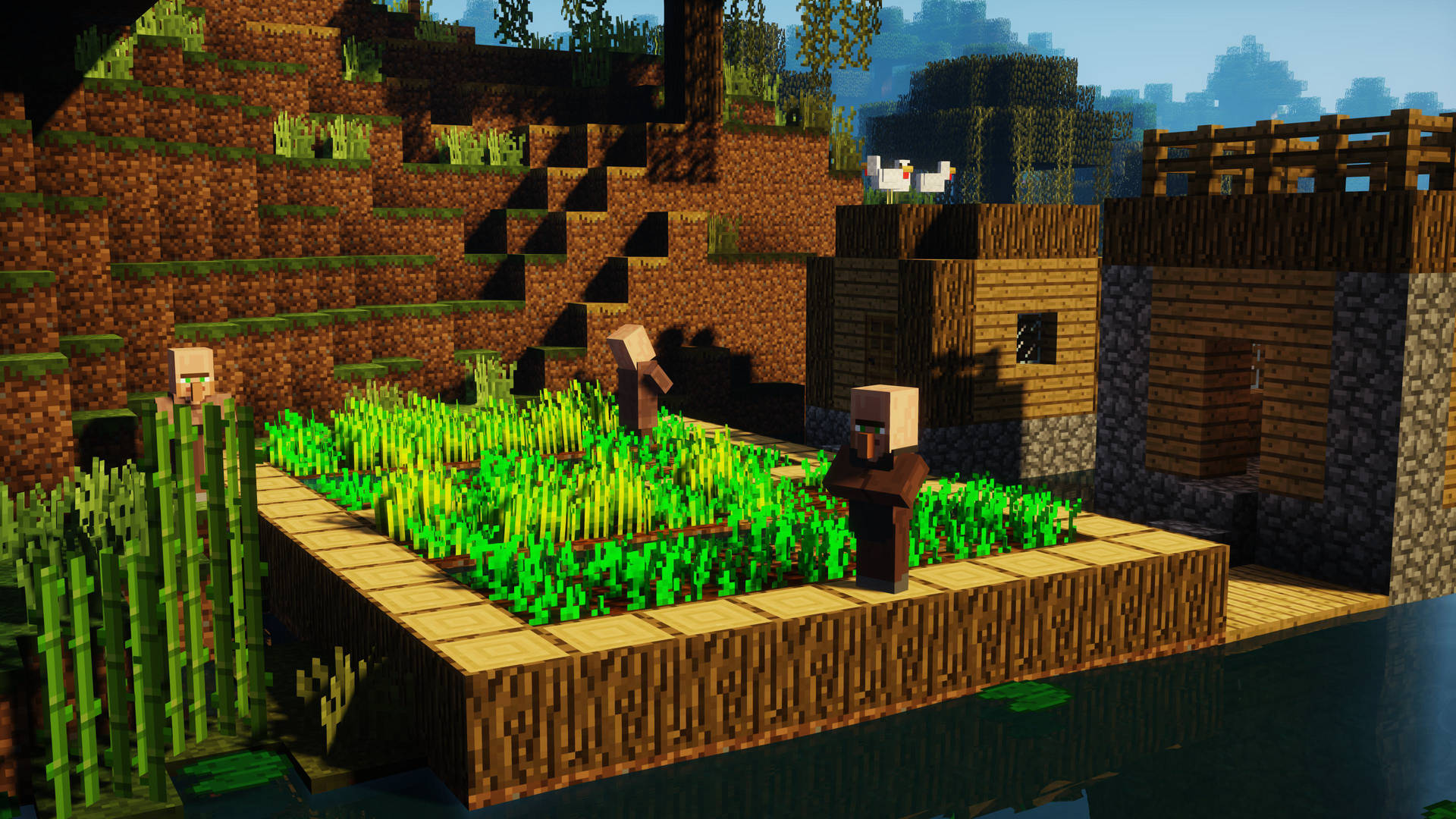 4k Minecraft Farm Background