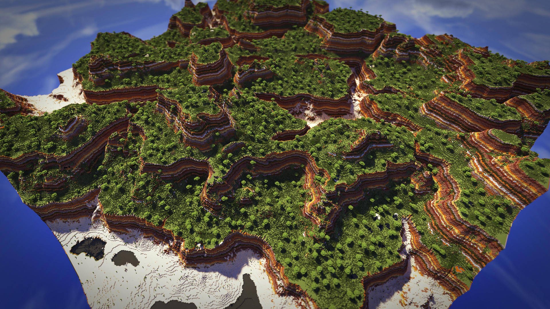 4k Minecraft Island Top View Background