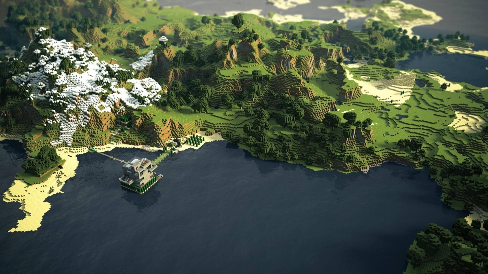 4k Minecraft Island View Background