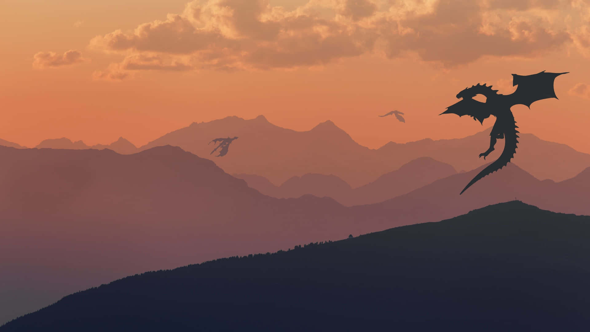 4k Minimal Game Of Throne Dragon Silhouette Background