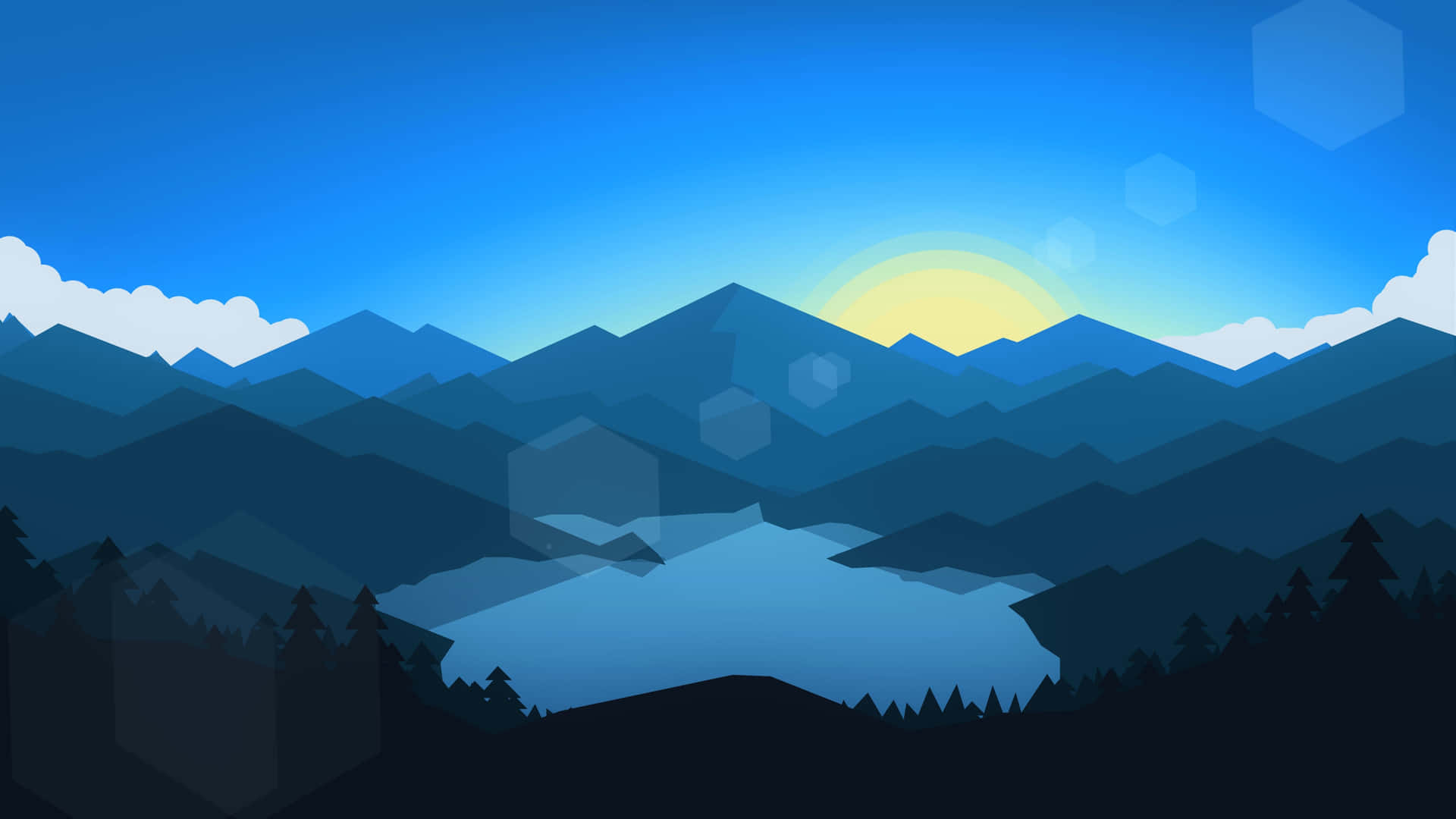 4k Minimal Geometric Mountain Sunset Background