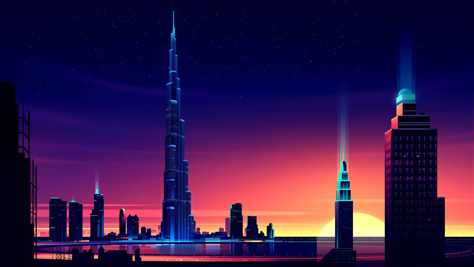 4k Minimalist Dubai Cityscape Background