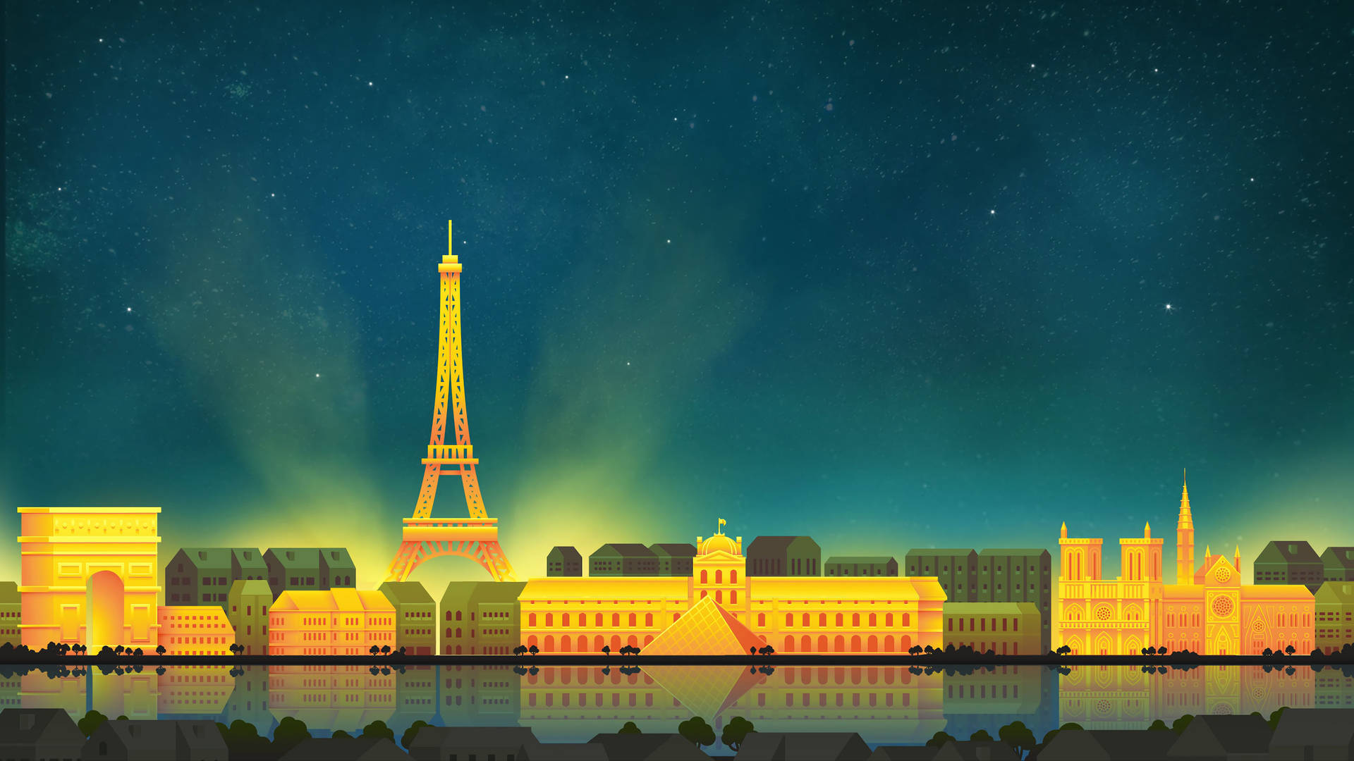 4k Minimalist Eiffel Tower Cityscape Background