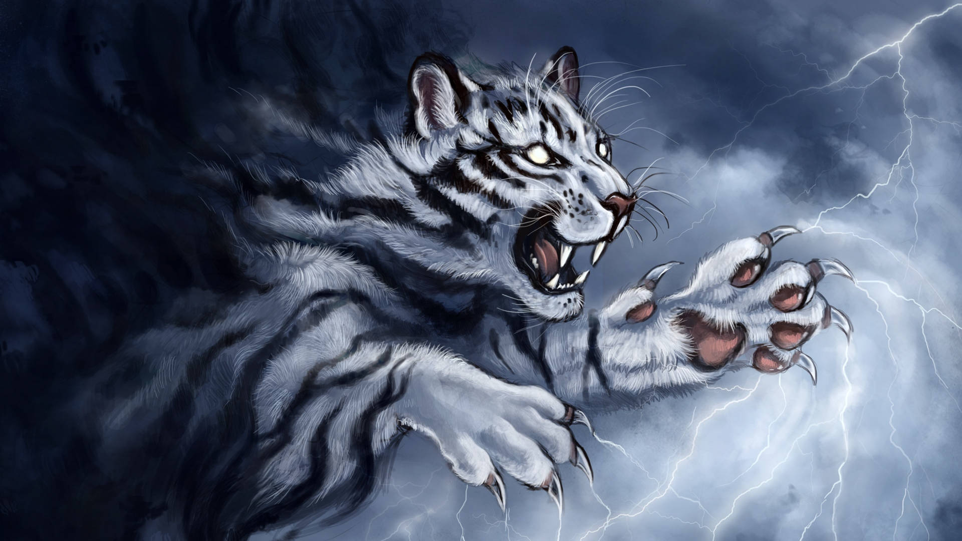 4k Moving White Tiger Desktop