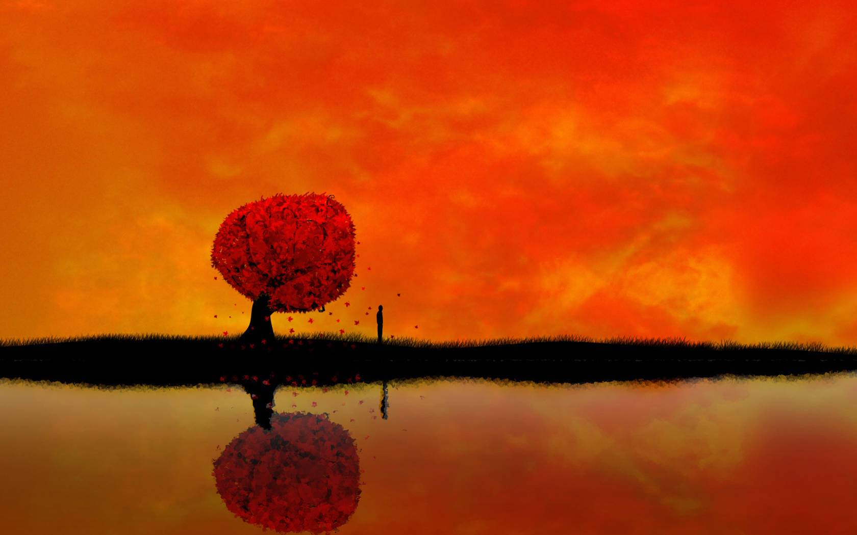4k Nature Red Tree Background