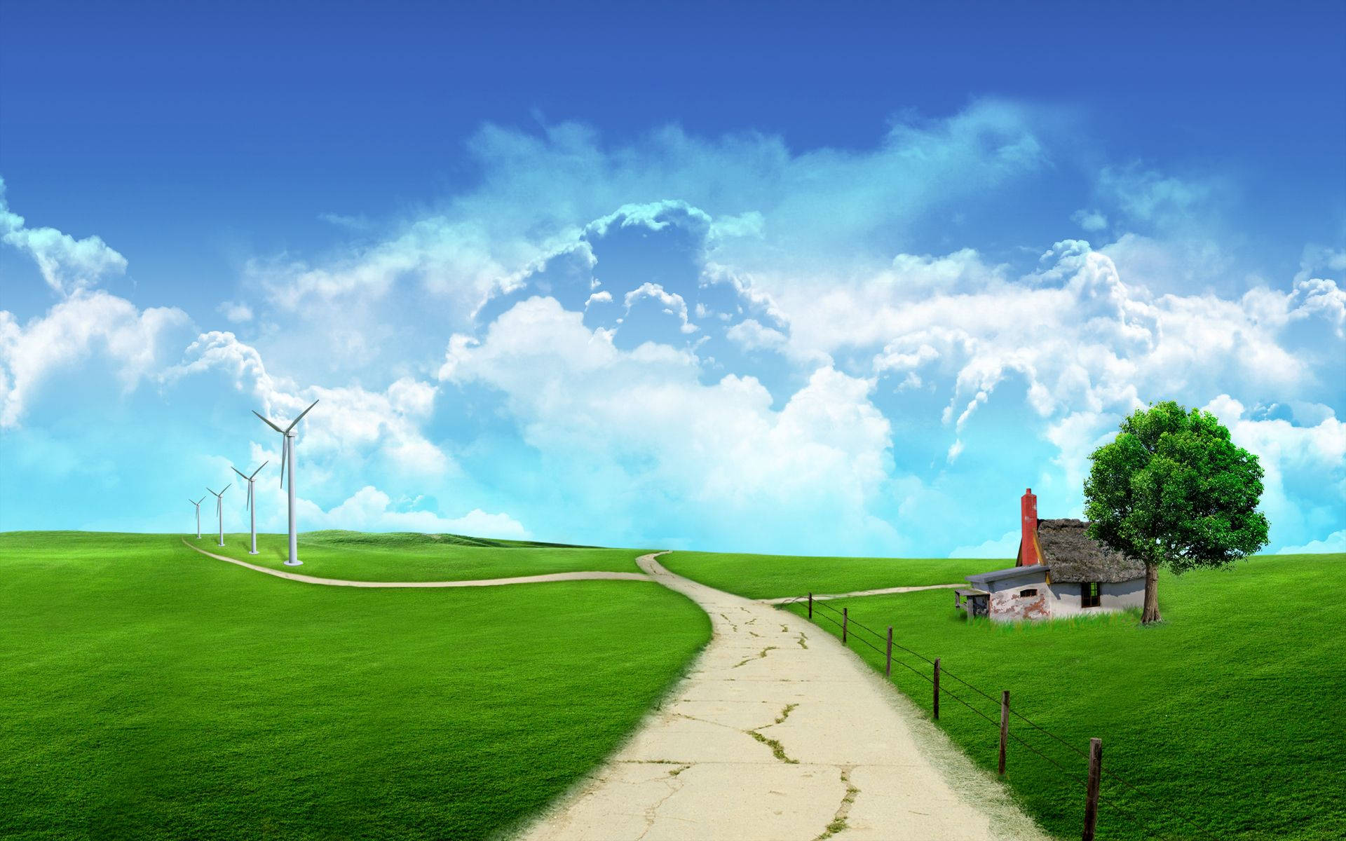 4k Nature Windmills Background
