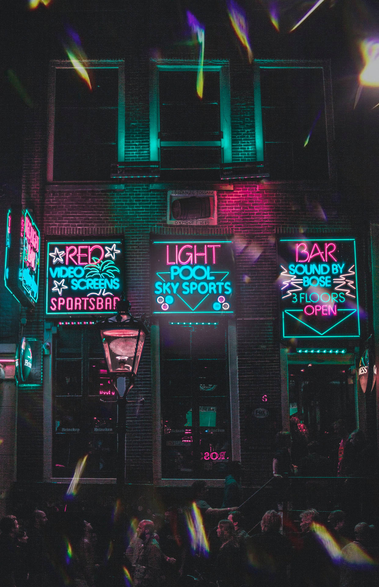 4k Neon Bar Signs Background
