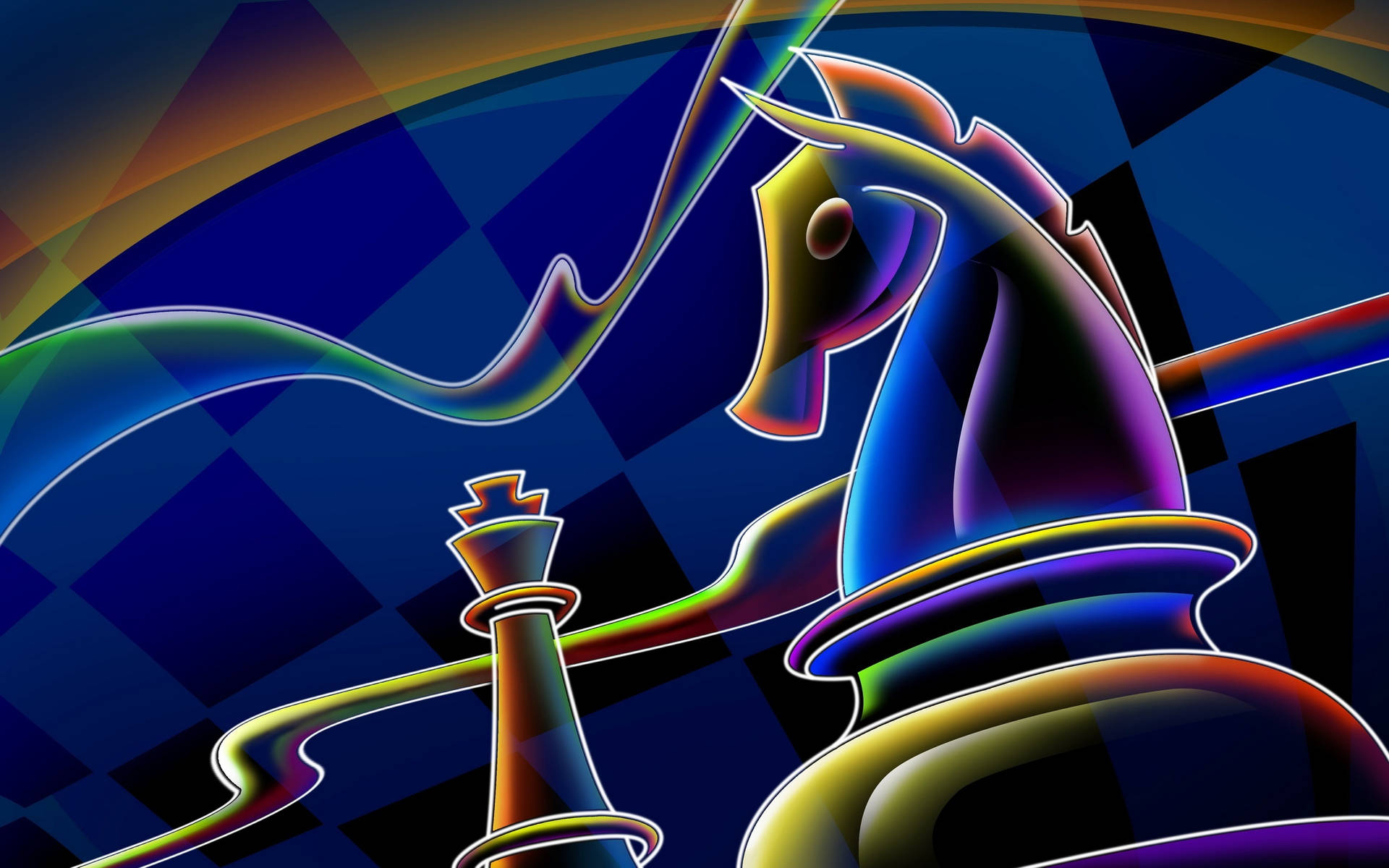 4k Neon Chess Background