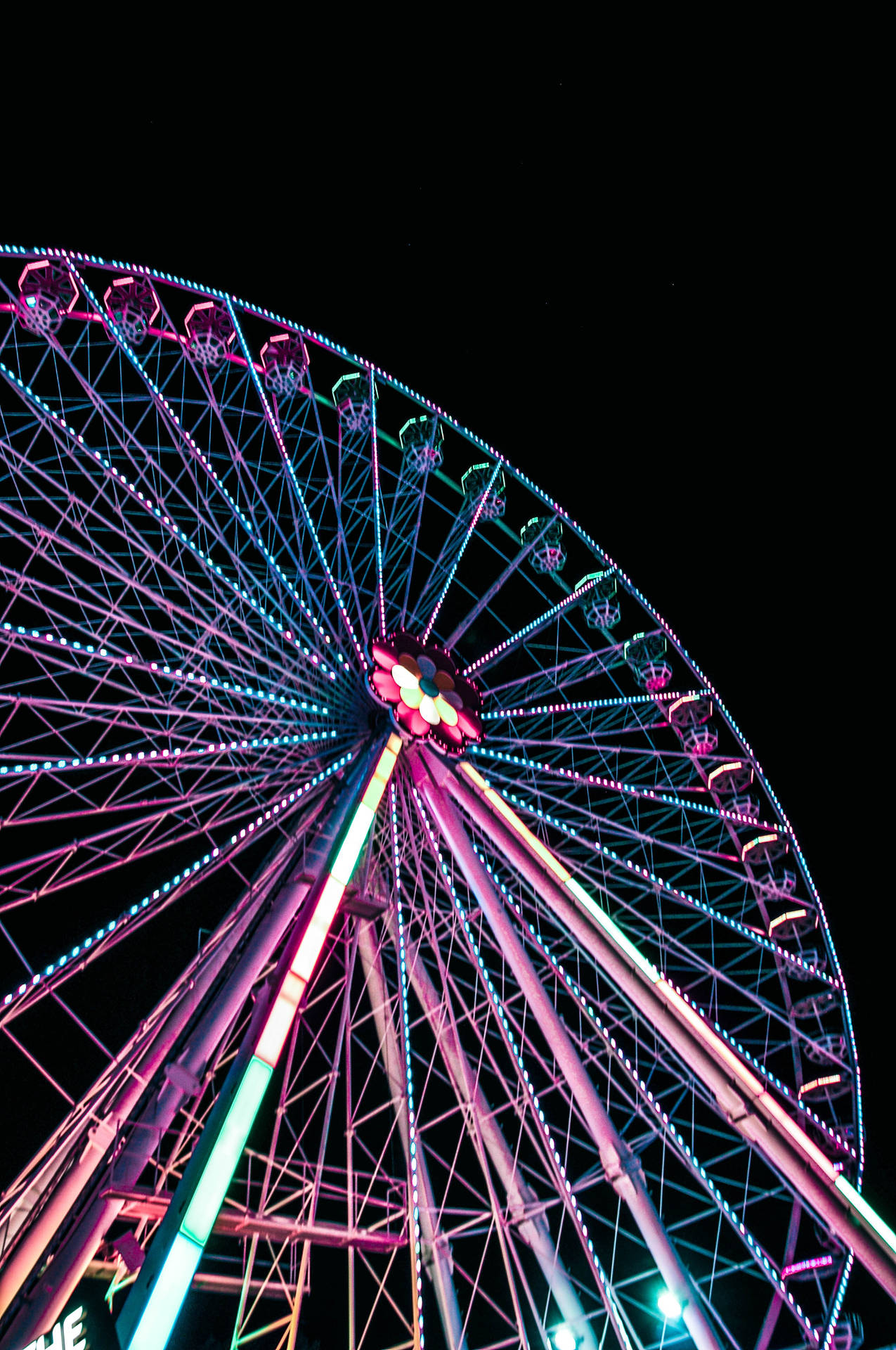 4k Neon Ferris Wheel Background