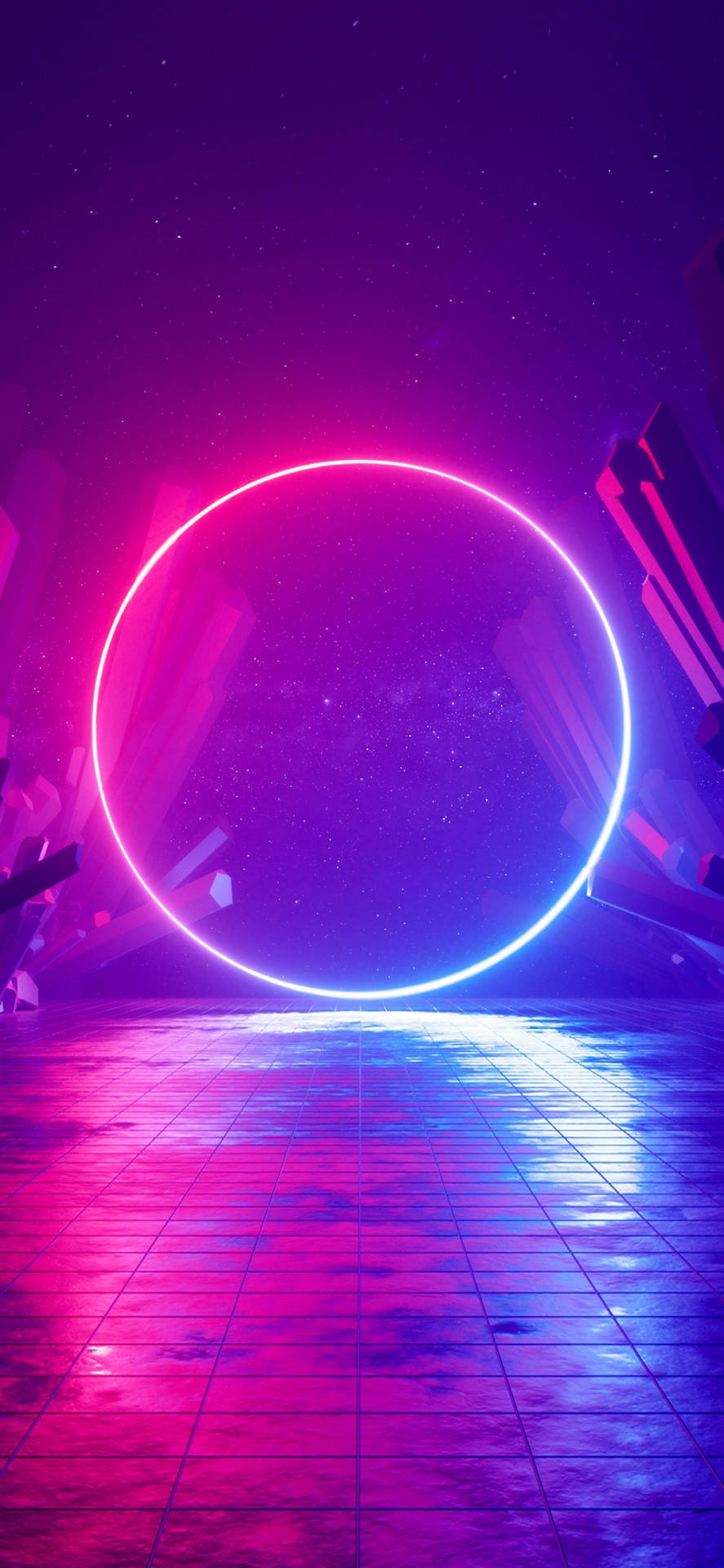 4k Neon Iphone Circle Reflection Background