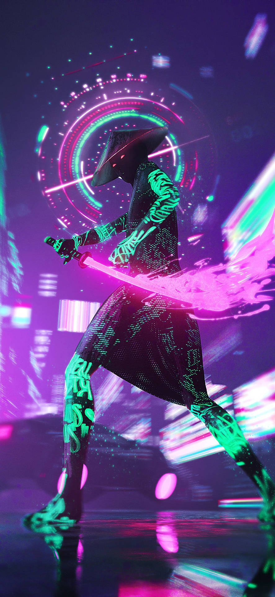 4k Neon Iphone Cyberpunk Sword Background