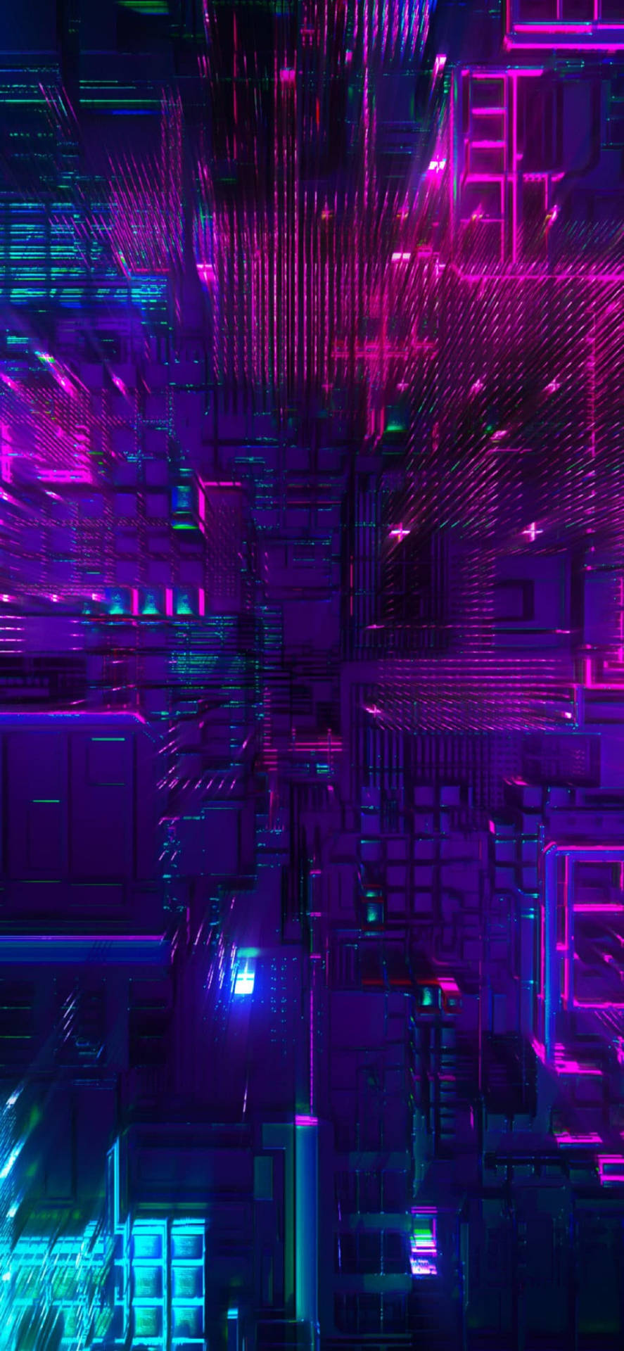 4k Neon Iphone Light Cubes Background