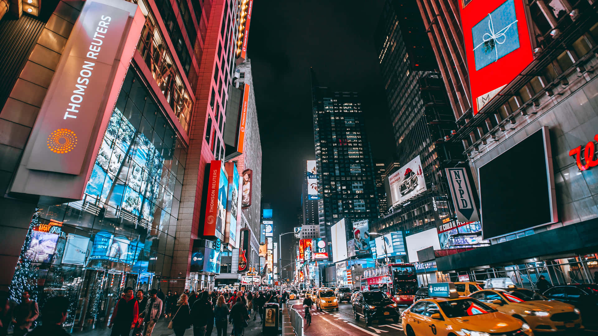 4k New York City Night Bustling Street Background