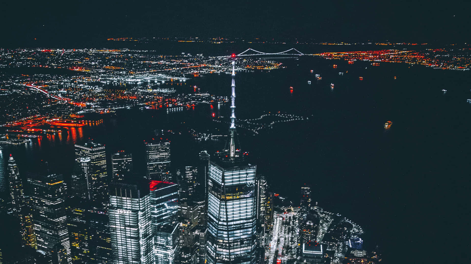 4k New York City Night Empire State Building Background
