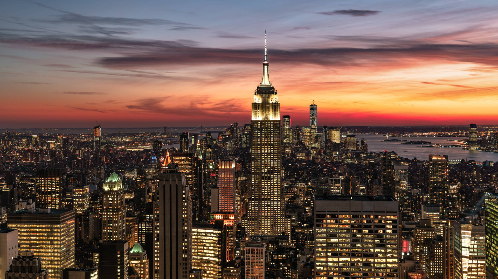 4k New York City Sunset Clouds Background