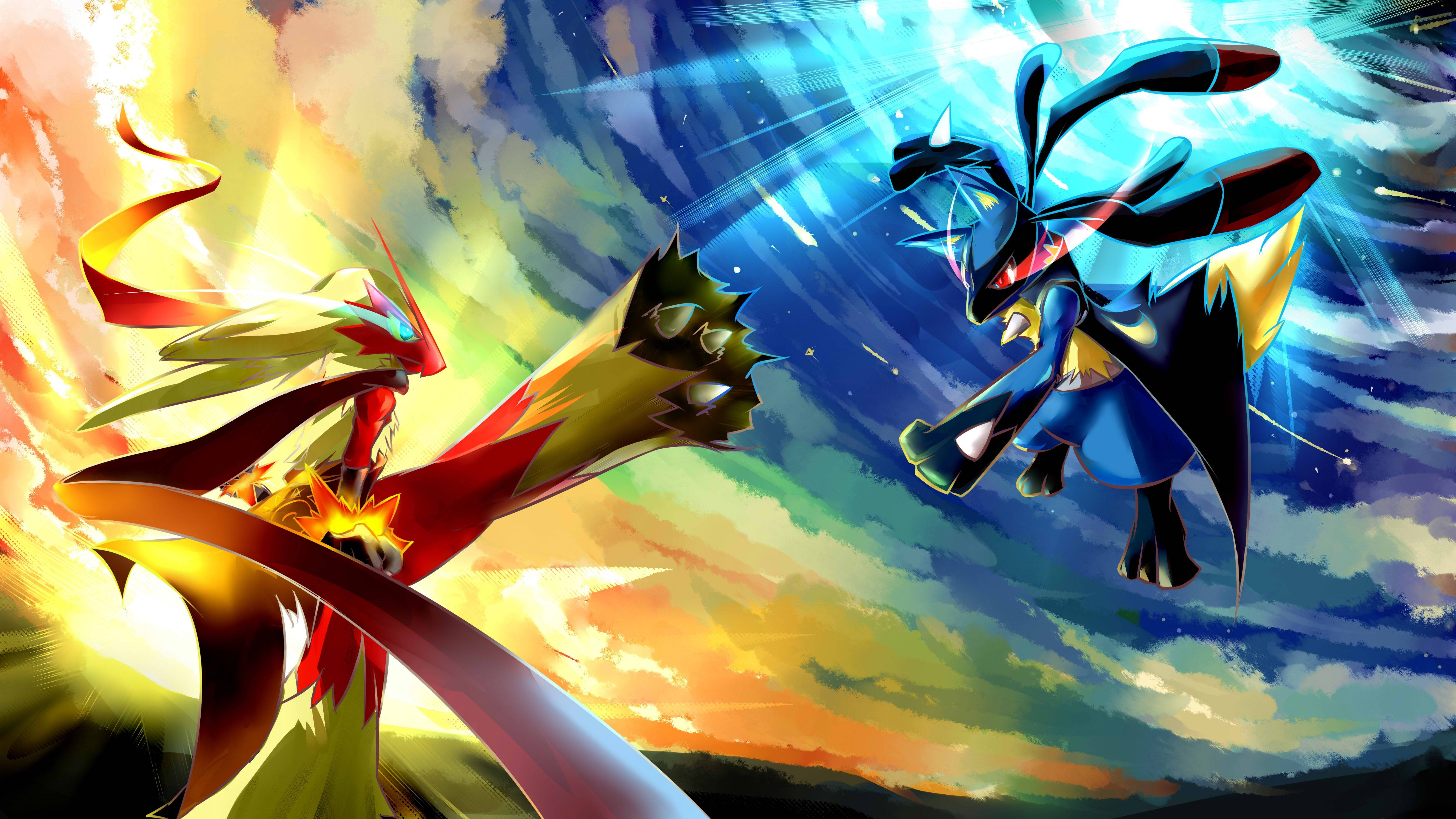 4k Pfp Pokemon Lucario And Blaziken Background