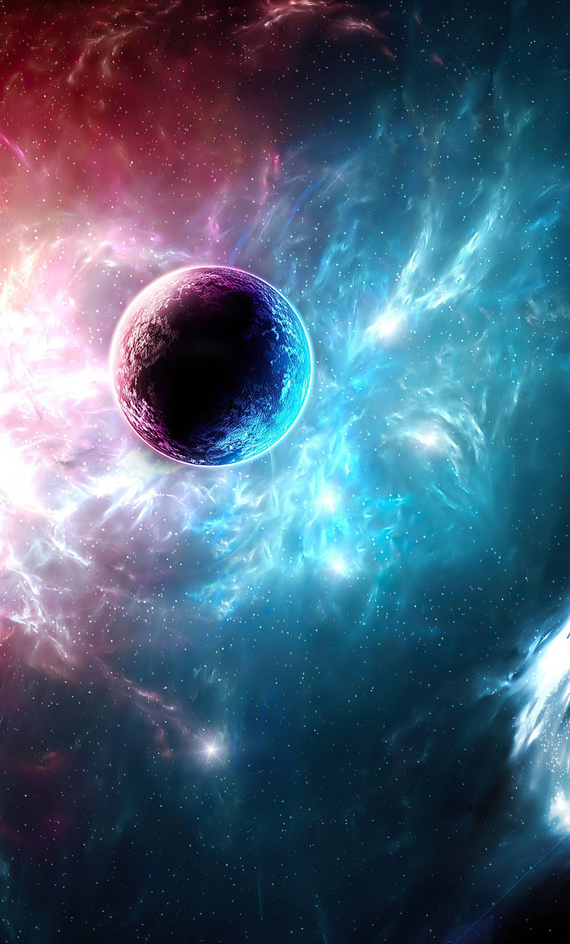4k Phone Background Pink And Blue Aura Planet Background