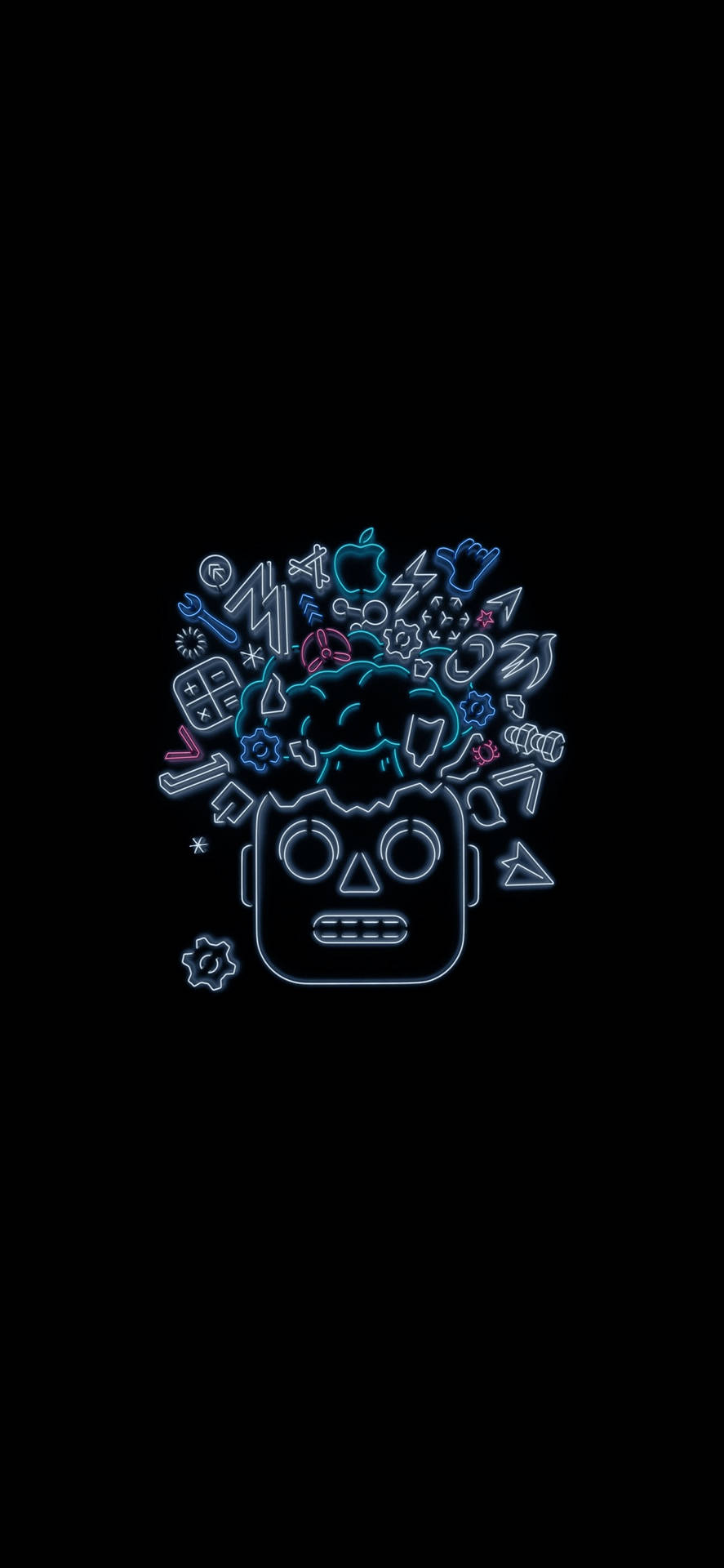 4k Phone Background Robot With Icons On Head