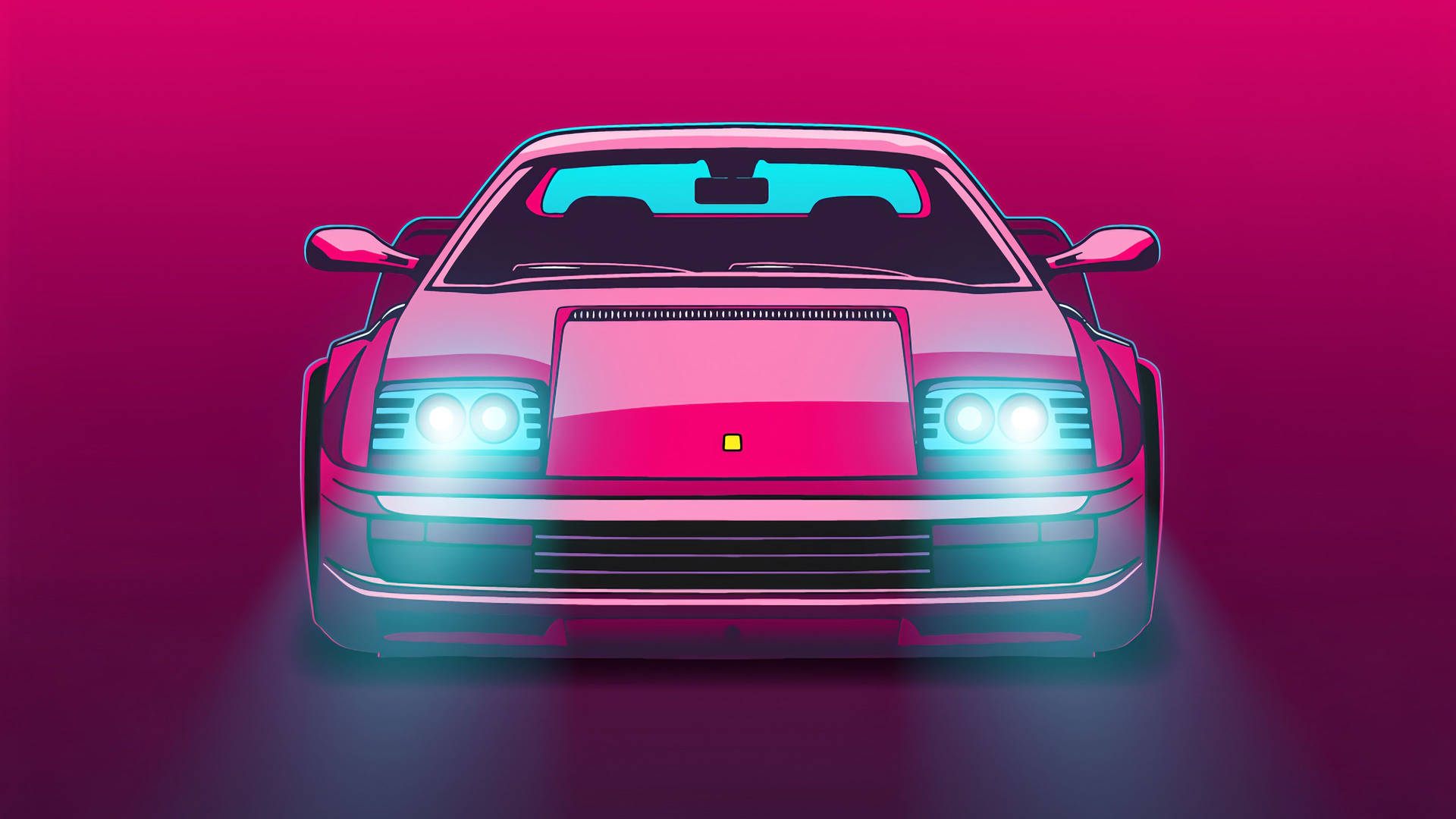 4k Pink Car With Headlights Background