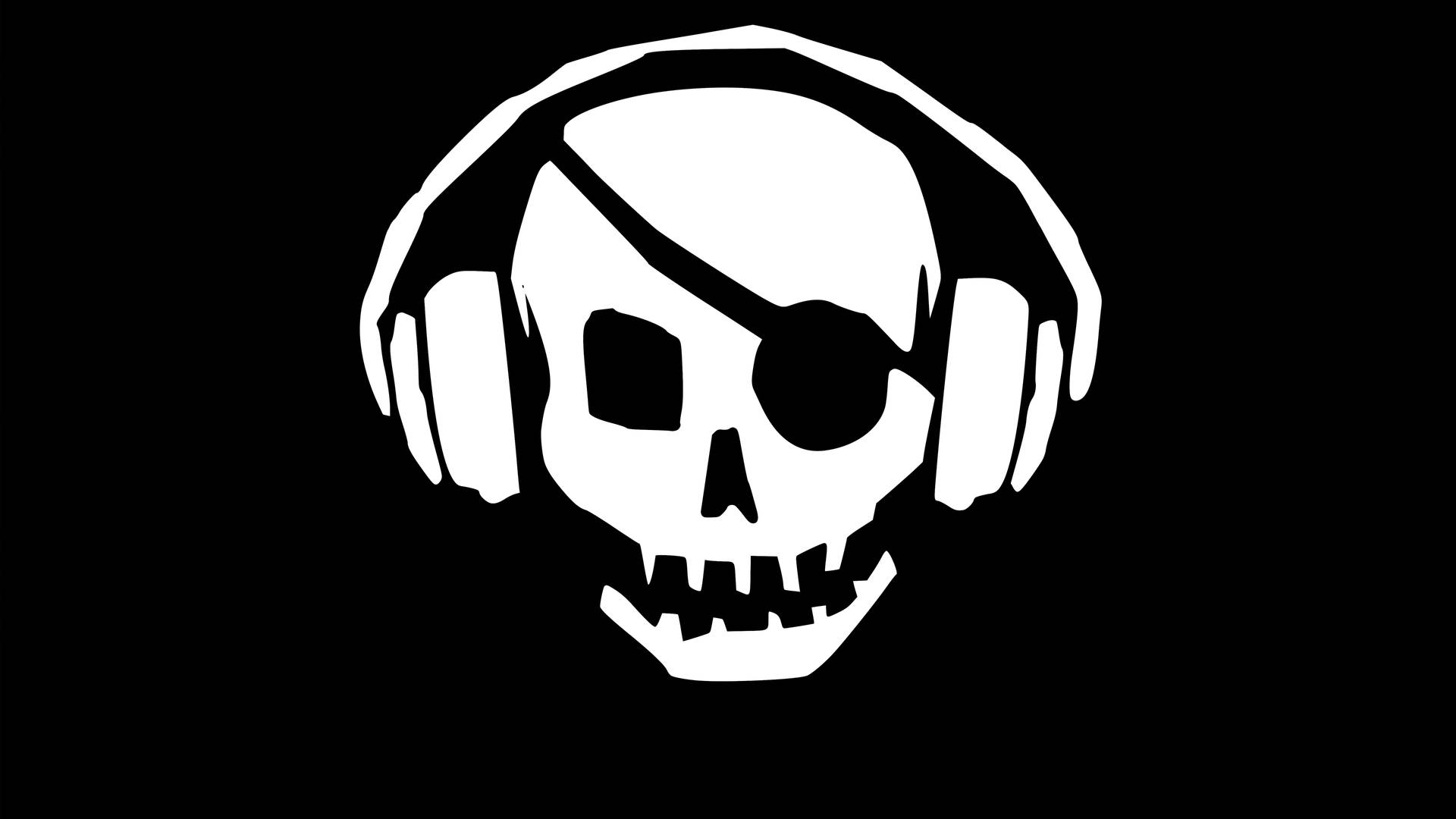 4k Pirate Skull With Headphones