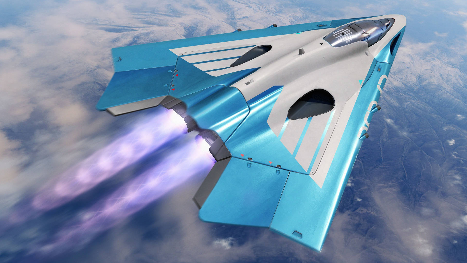 4k Plane In Metallic Blue Paint
