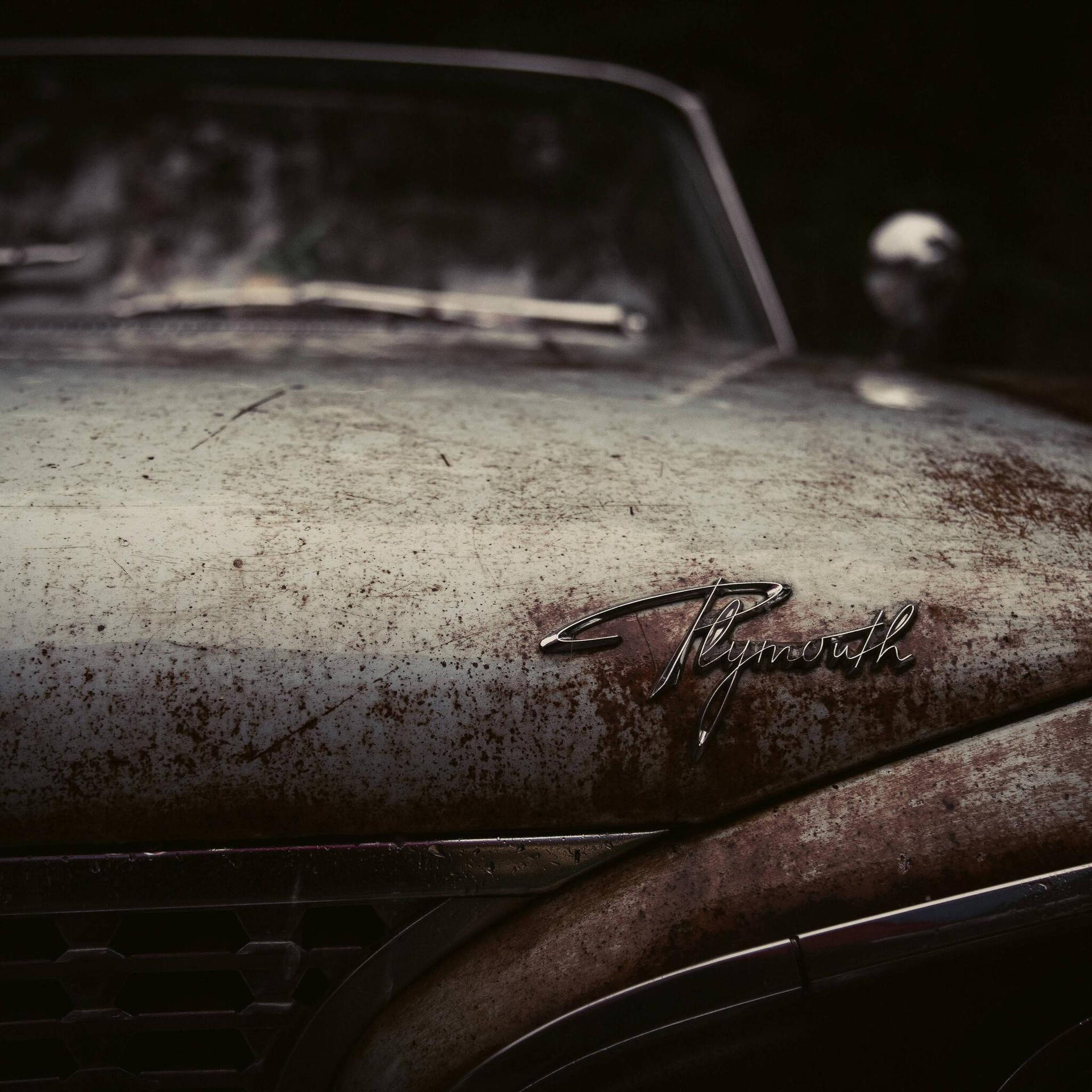 4k Plymouth Car Hood Close-up Background