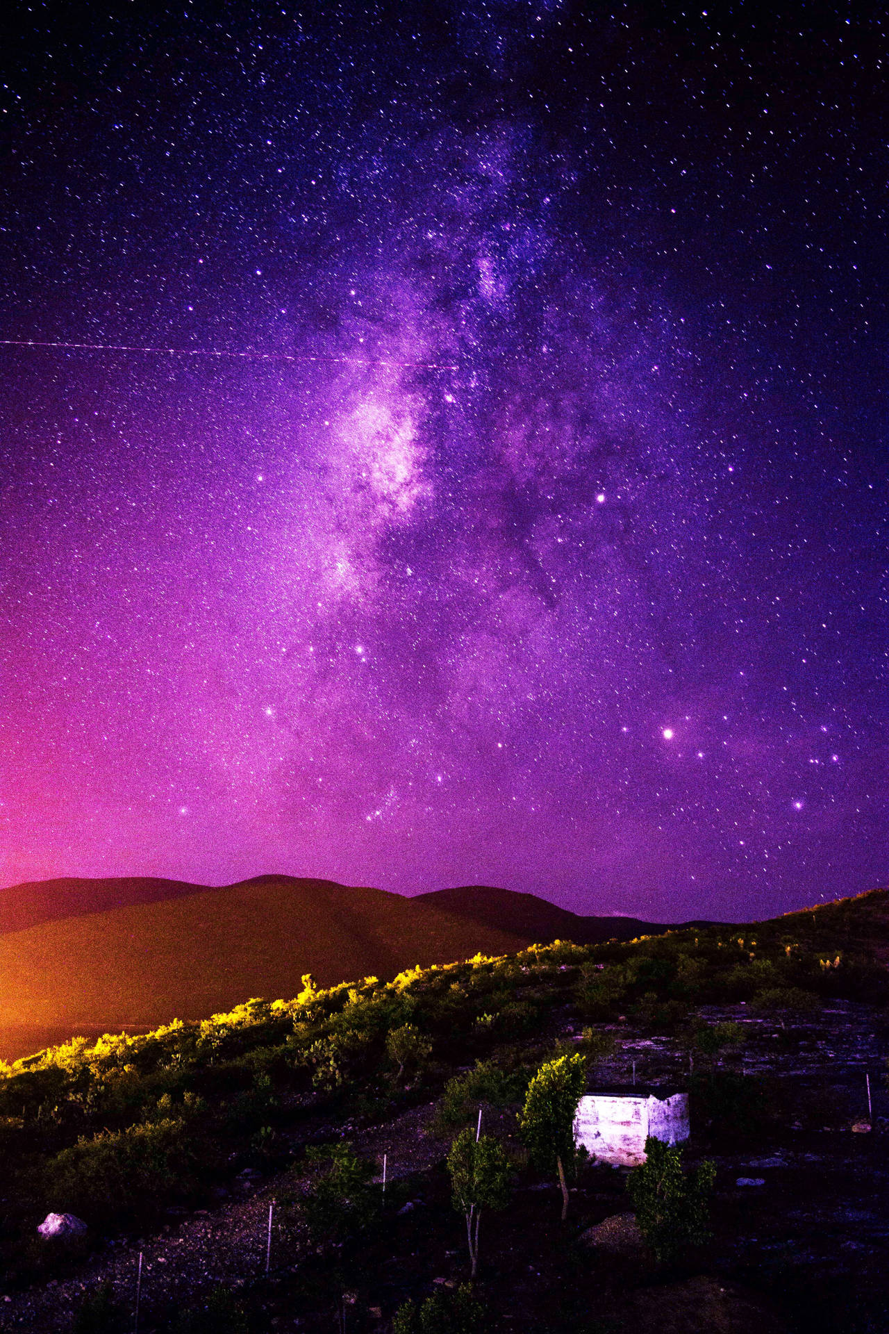 4k Purple Galaxy Road Wallpaper For Iphone Background