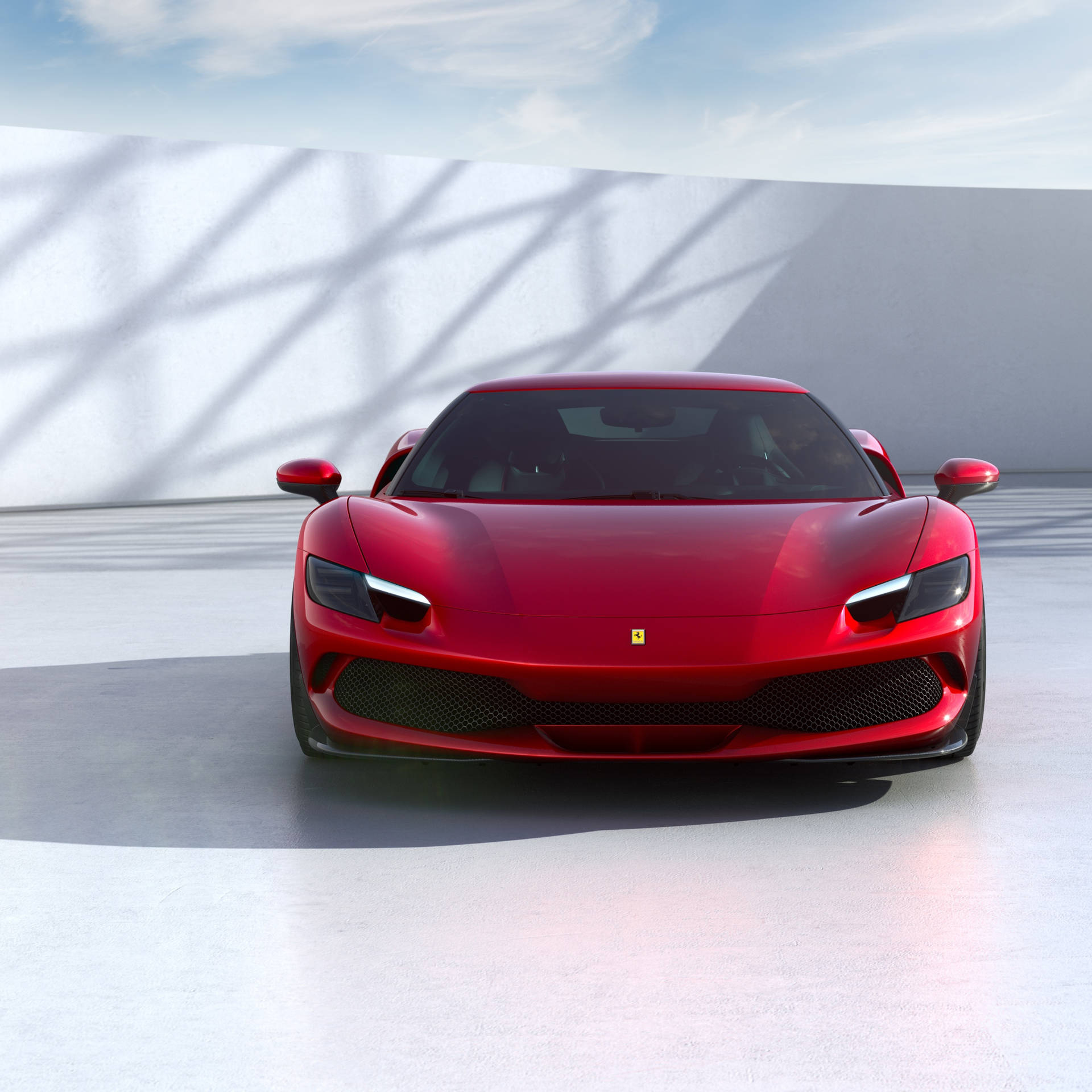 4k Red Car In White Room Background