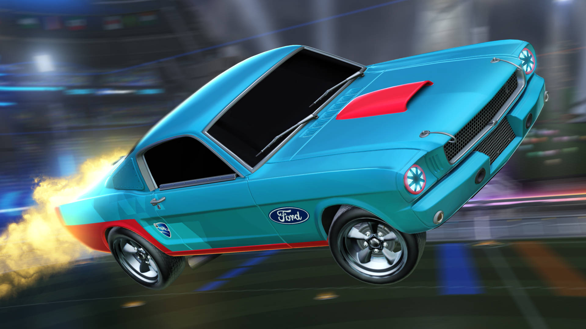 4k Rocket League Blue Mustang Background