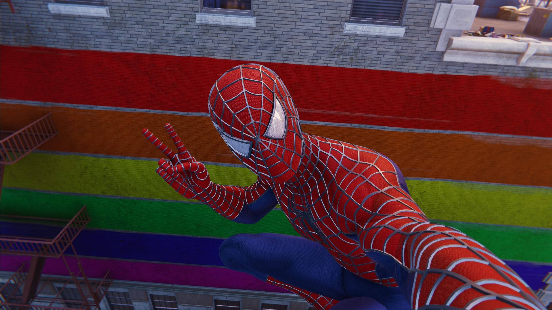 4k Spiderman Peace Sign Background