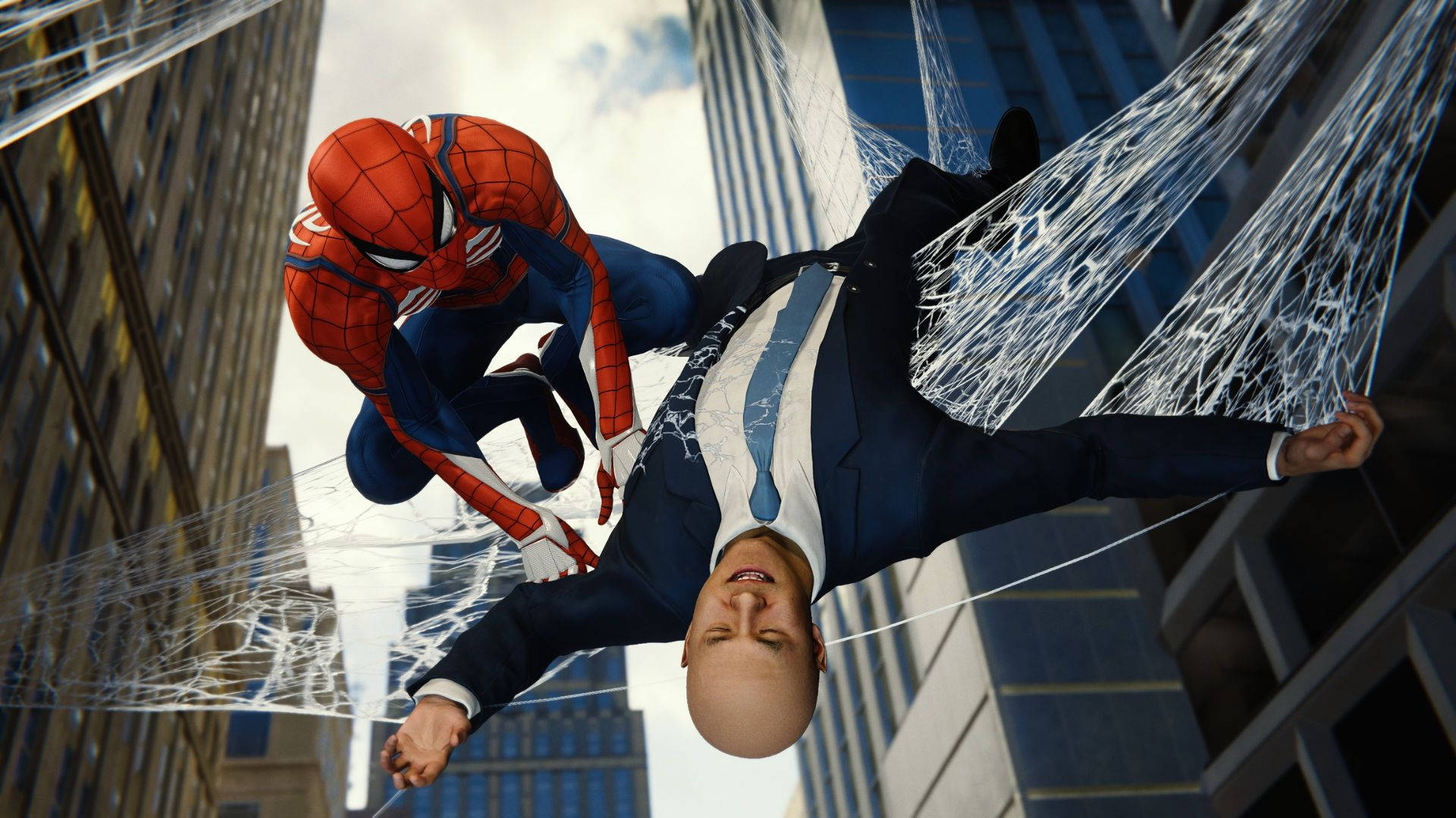 4k Spiderman Saving A Man Background